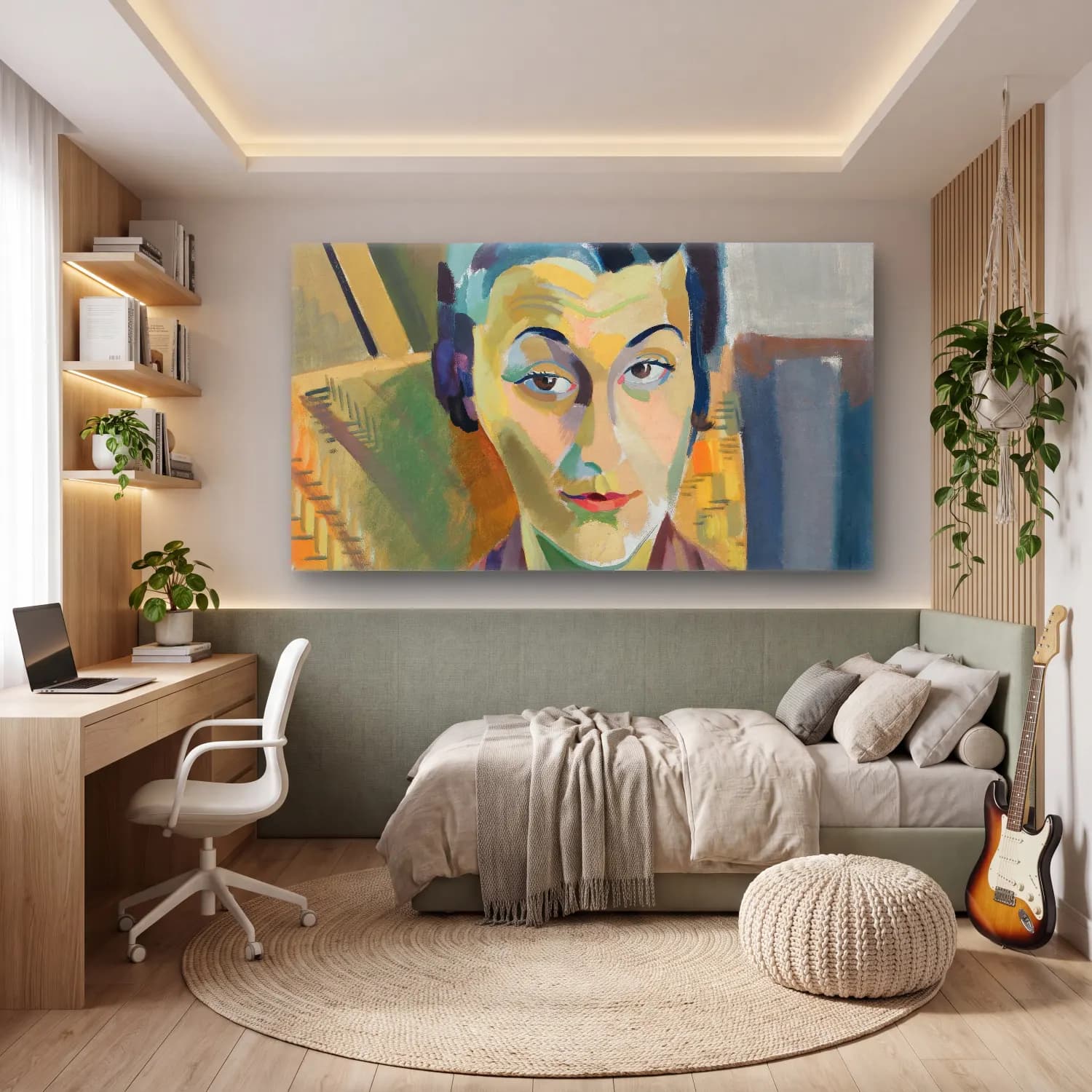 Robert Delaunay – Portrait De Maria Lani – Yeşil Tonlar cam tablo — genç odasında