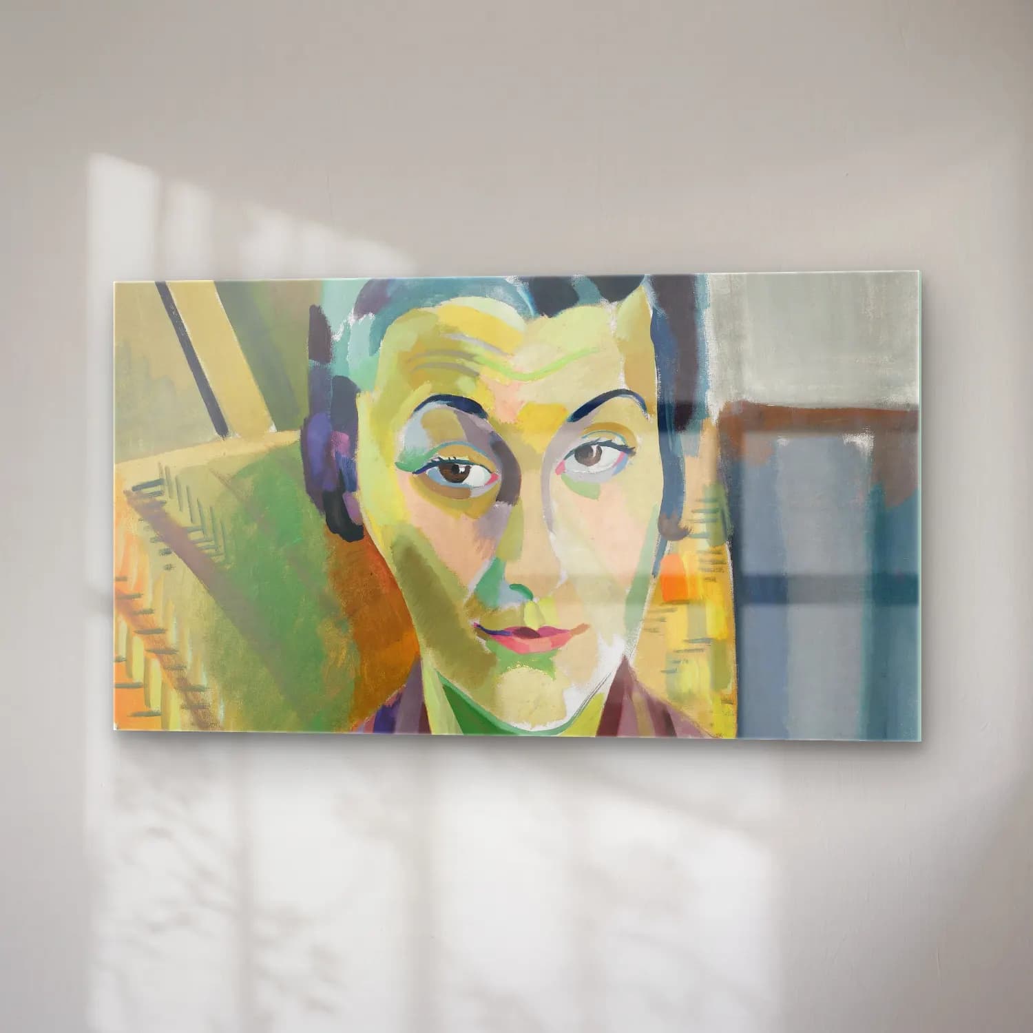 Robert Delaunay – Portrait De Maria Lani – Yeşil Tonlar cam tablo — sağ açıdan görünüm