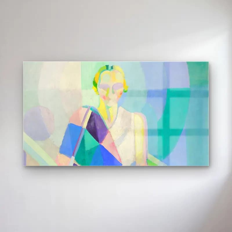 Robert Delaunay – Portrait de Madame Heim – Pastel Tonlar cam tablo — Robert Delaunay – Portrait de Madame Heim – Pastel Tonlar — modern soyut kadın portresi