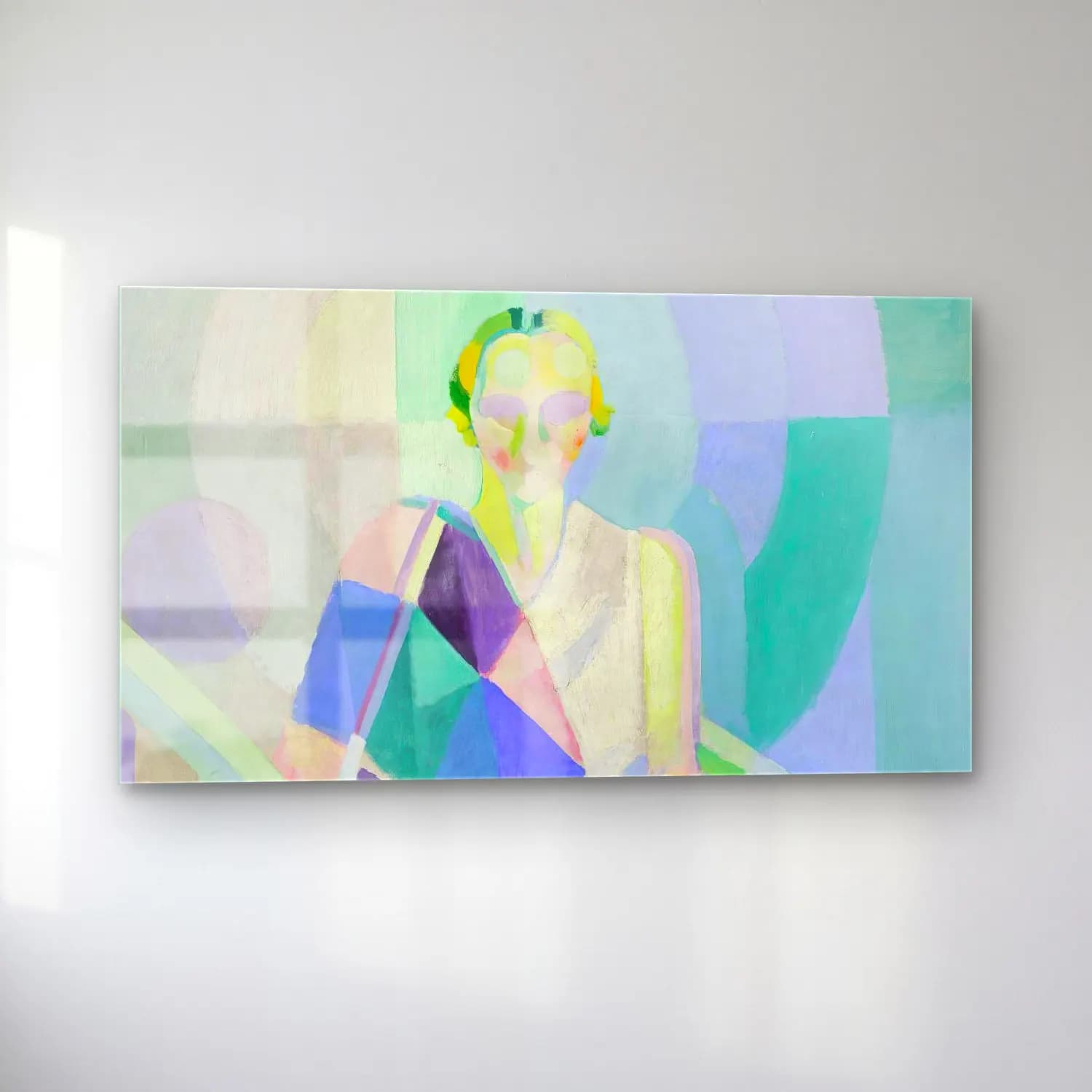 Robert Delaunay – Portrait de Madame Heim – Pastel Tonlar cam tablo — sol açıdan görünüm