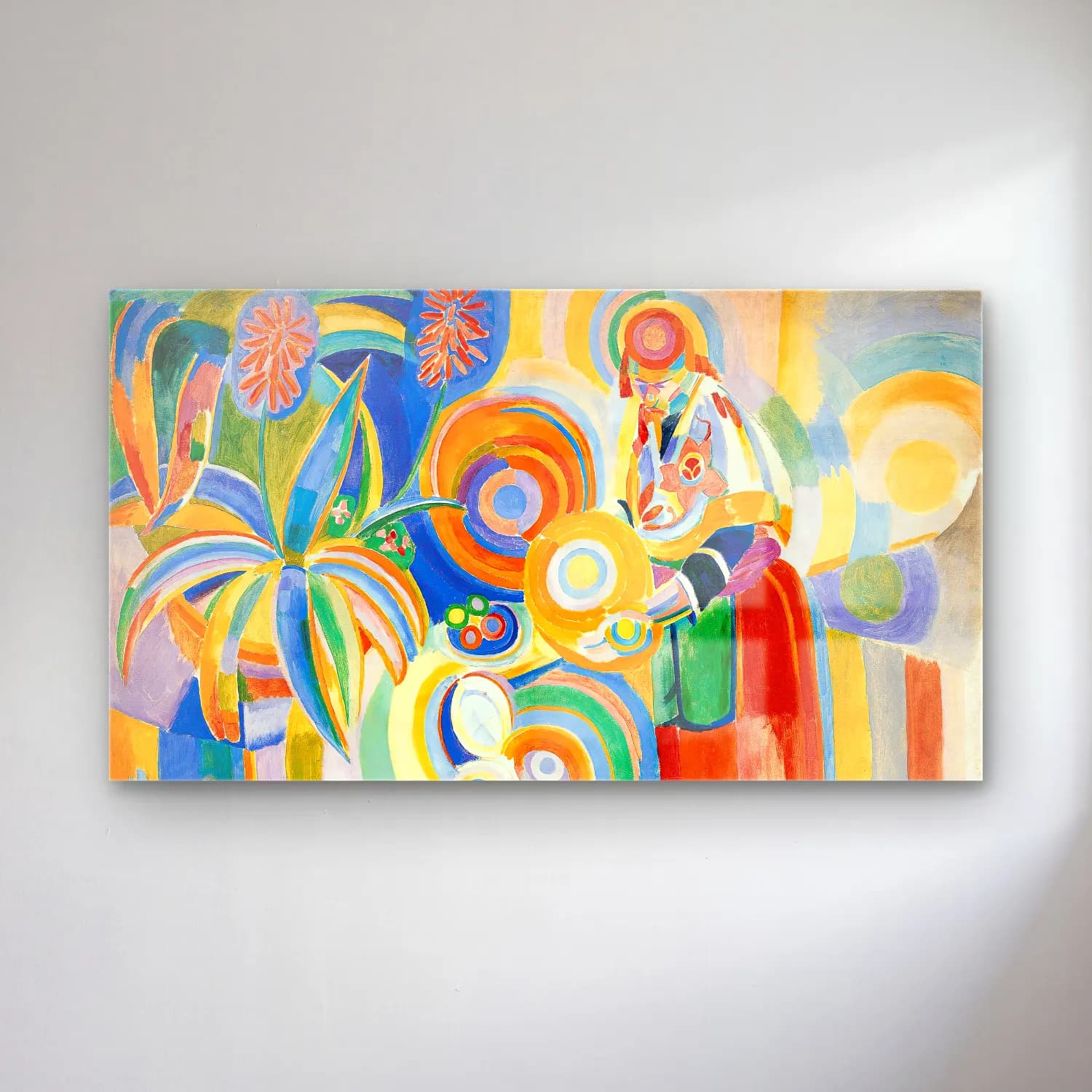 Robert Delaunay – Portuguese Woman – Sarı Tonlar cam tablo — Robert Delaunay – Portuguese Woman – Sarı Tonlar — modern soyut şapkalı kadın