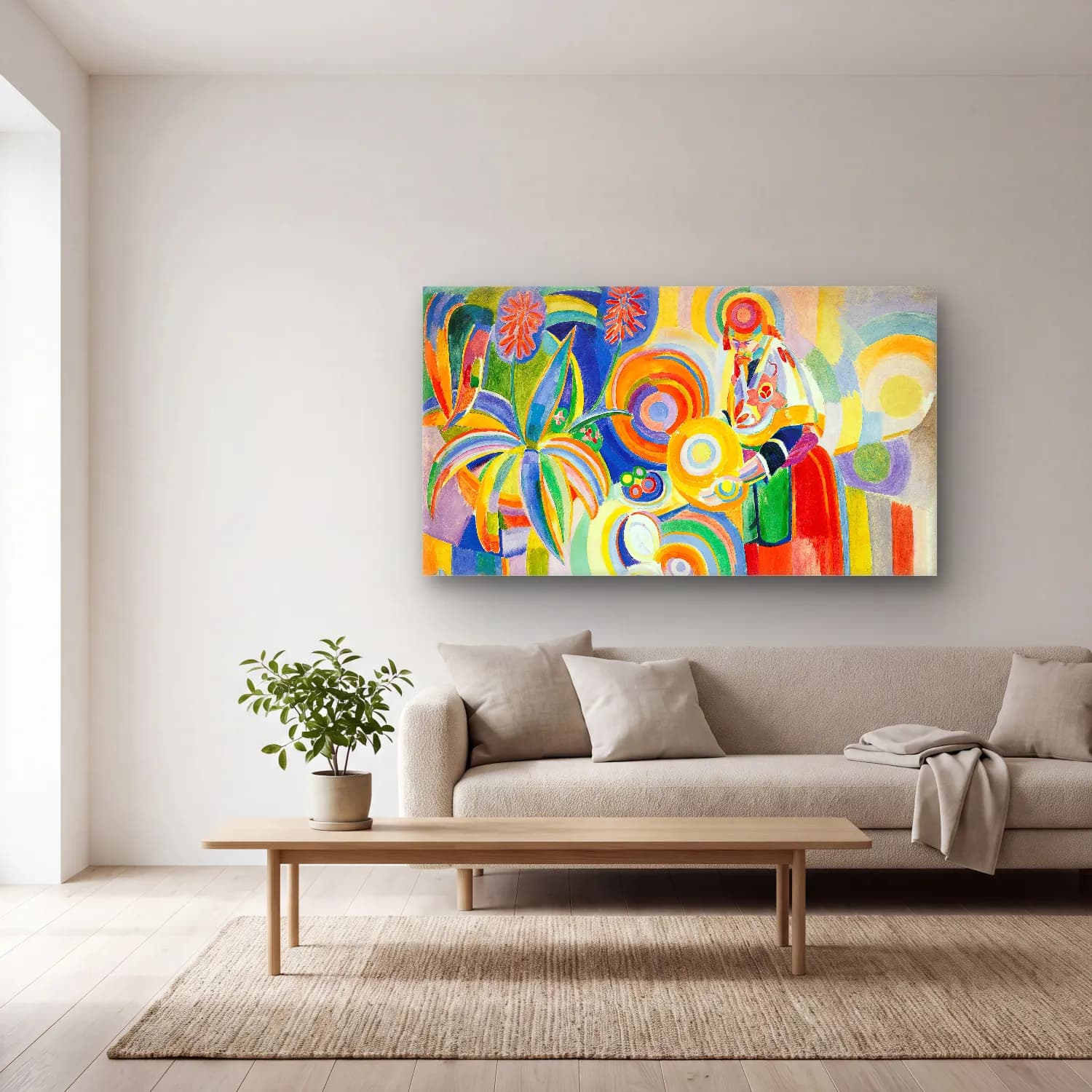 Robert Delaunay – Portuguese Woman – Sarı Tonlar cam tablo — açık renk salonda
