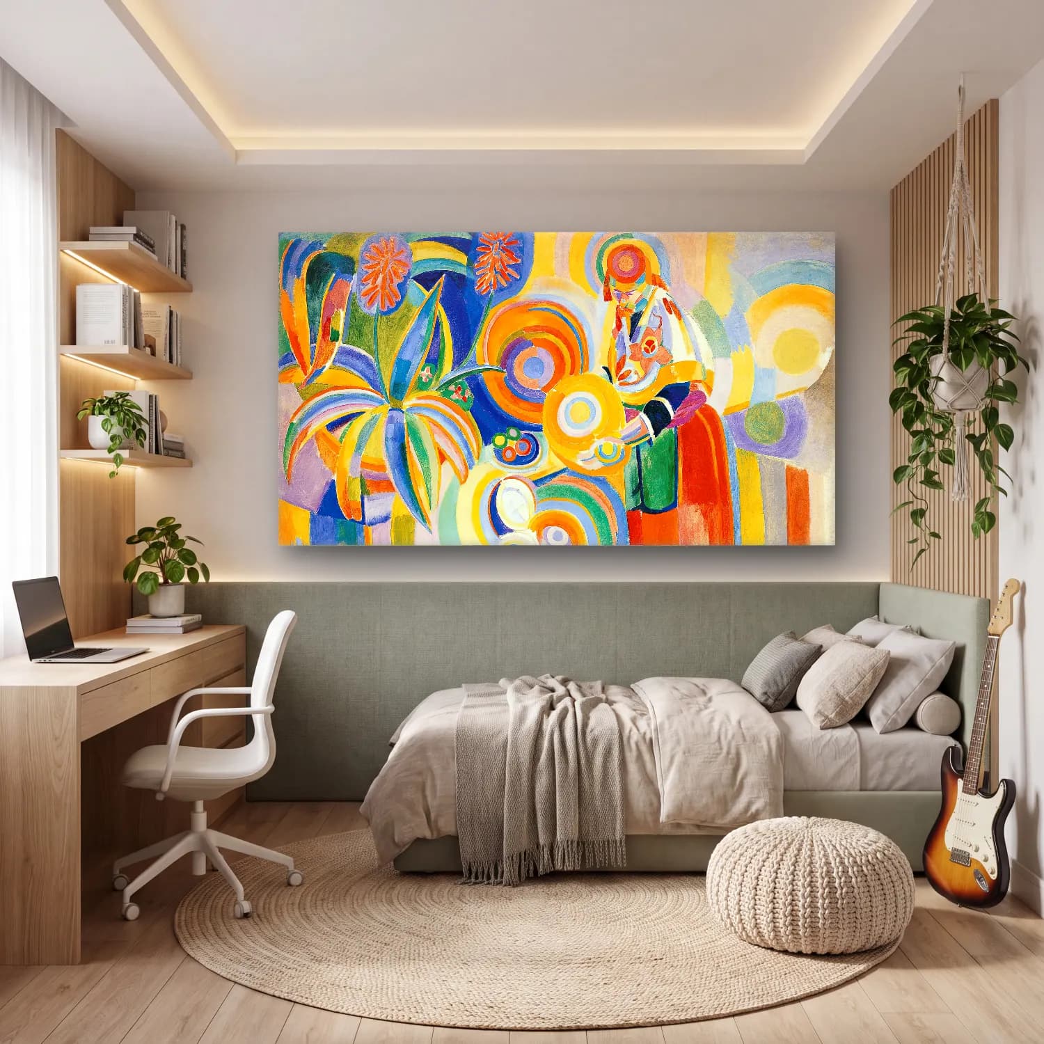 Robert Delaunay – Portuguese Woman – Sarı Tonlar cam tablo — genç odasında