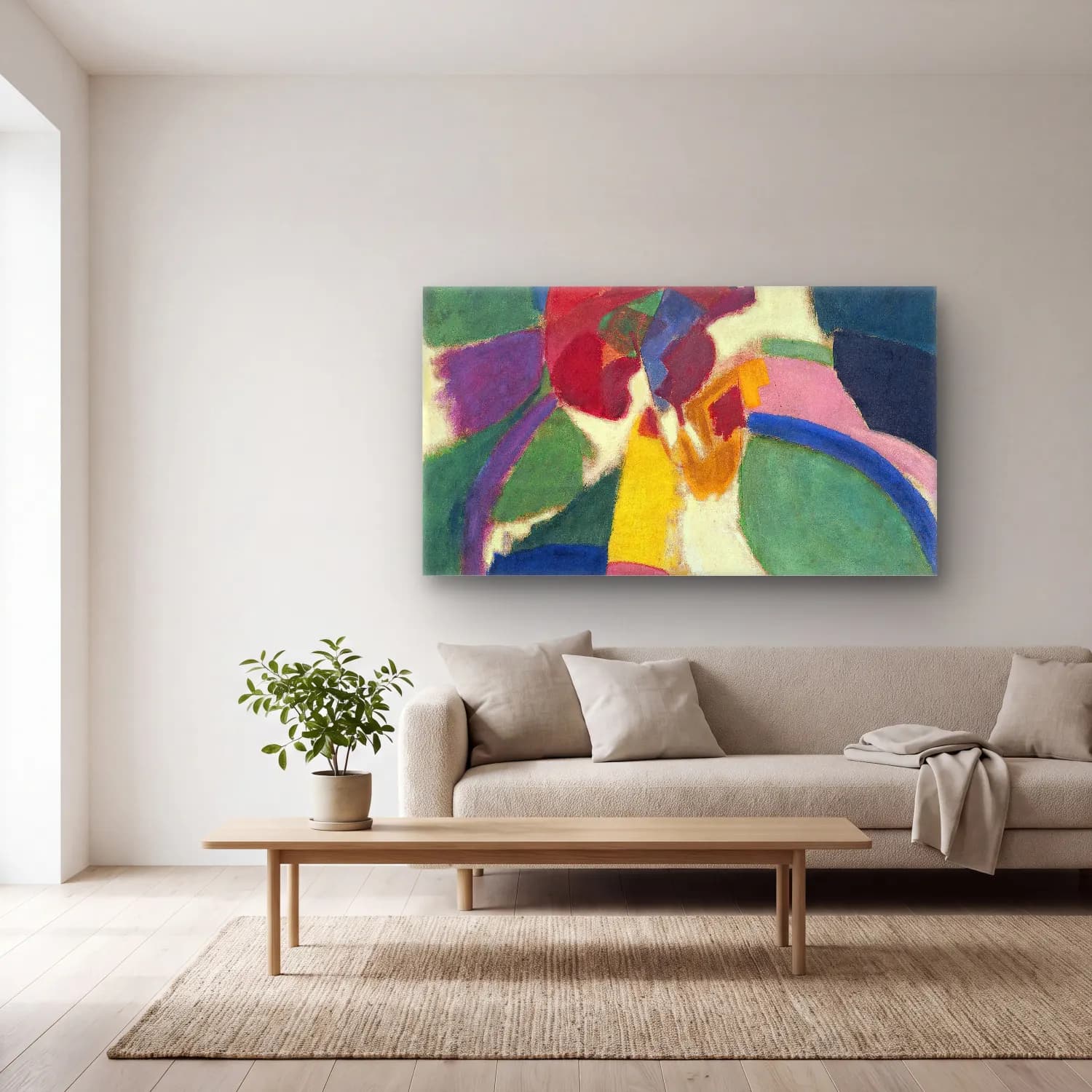 Robert Delaunay – Woman with a Parasol – Pembe Tonlar cam tablo — açık renk salonda