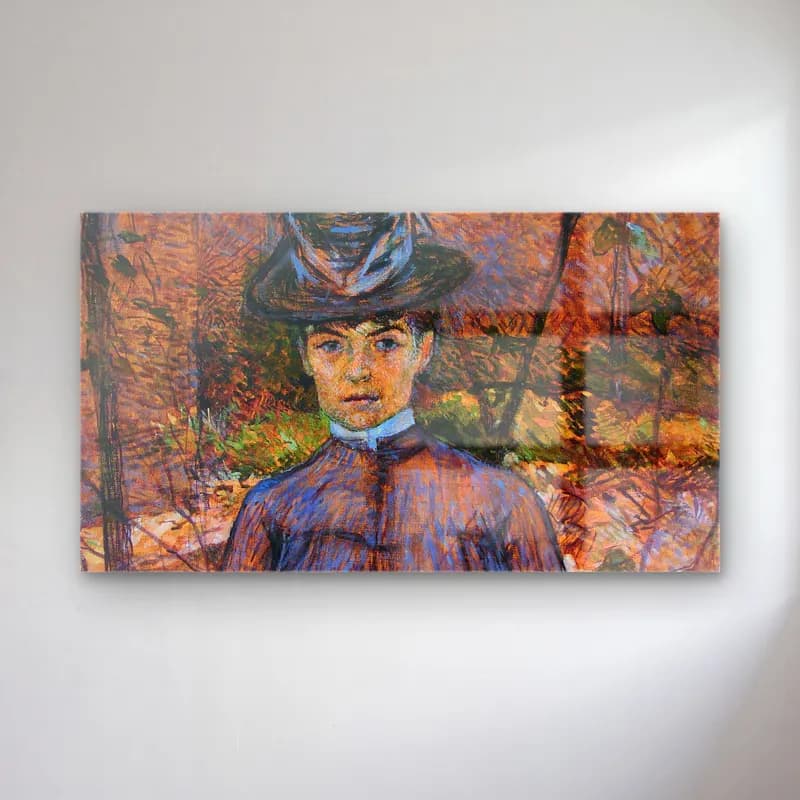 Henri de Toulouse-Lautrec – Portrait de Suzanne Valadon cam tablo — Henri de Toulouse-Lautrec – Portrait de Suzanne Valadon — empresyonist şapkalı kadın