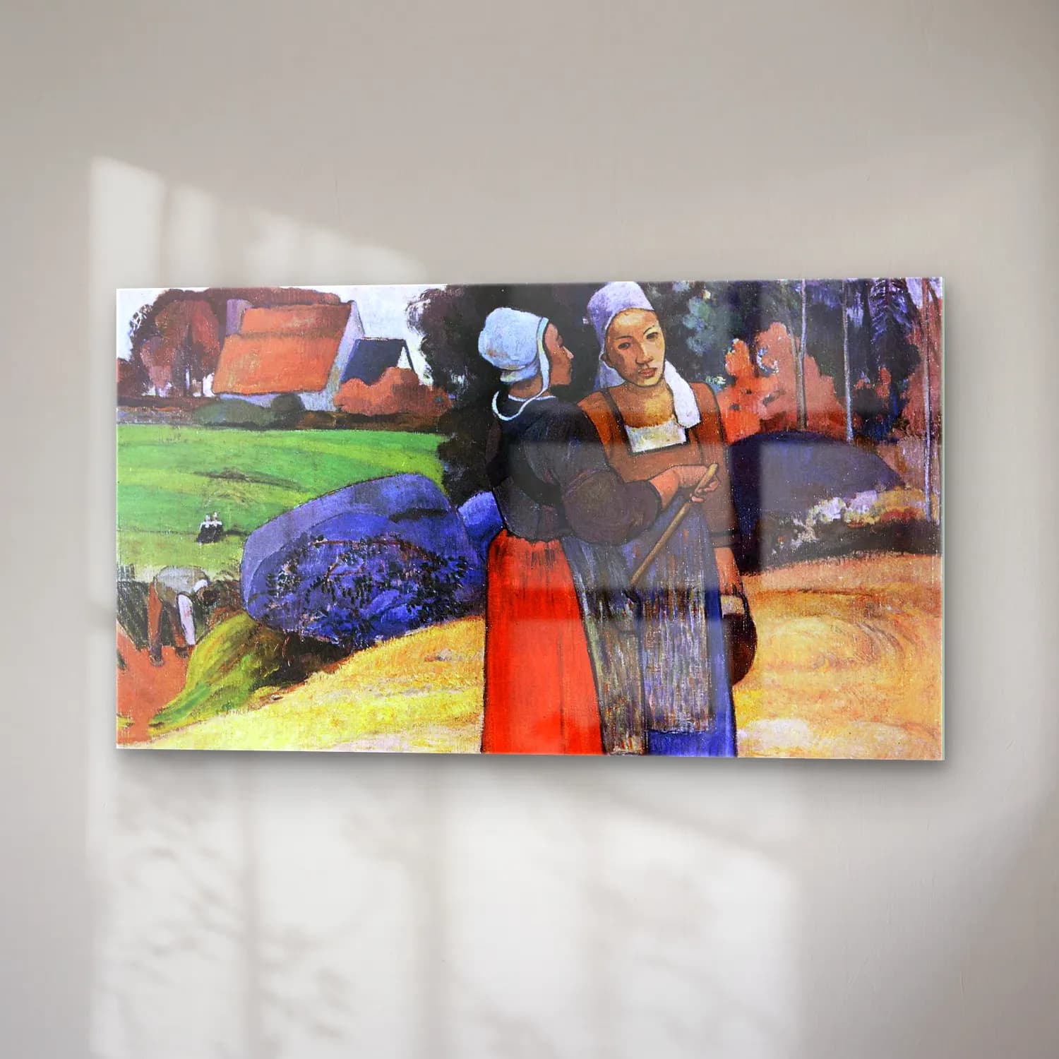 Paul Gauguin – Breton Peasant Women cam tablo — sağ açıdan görünüm