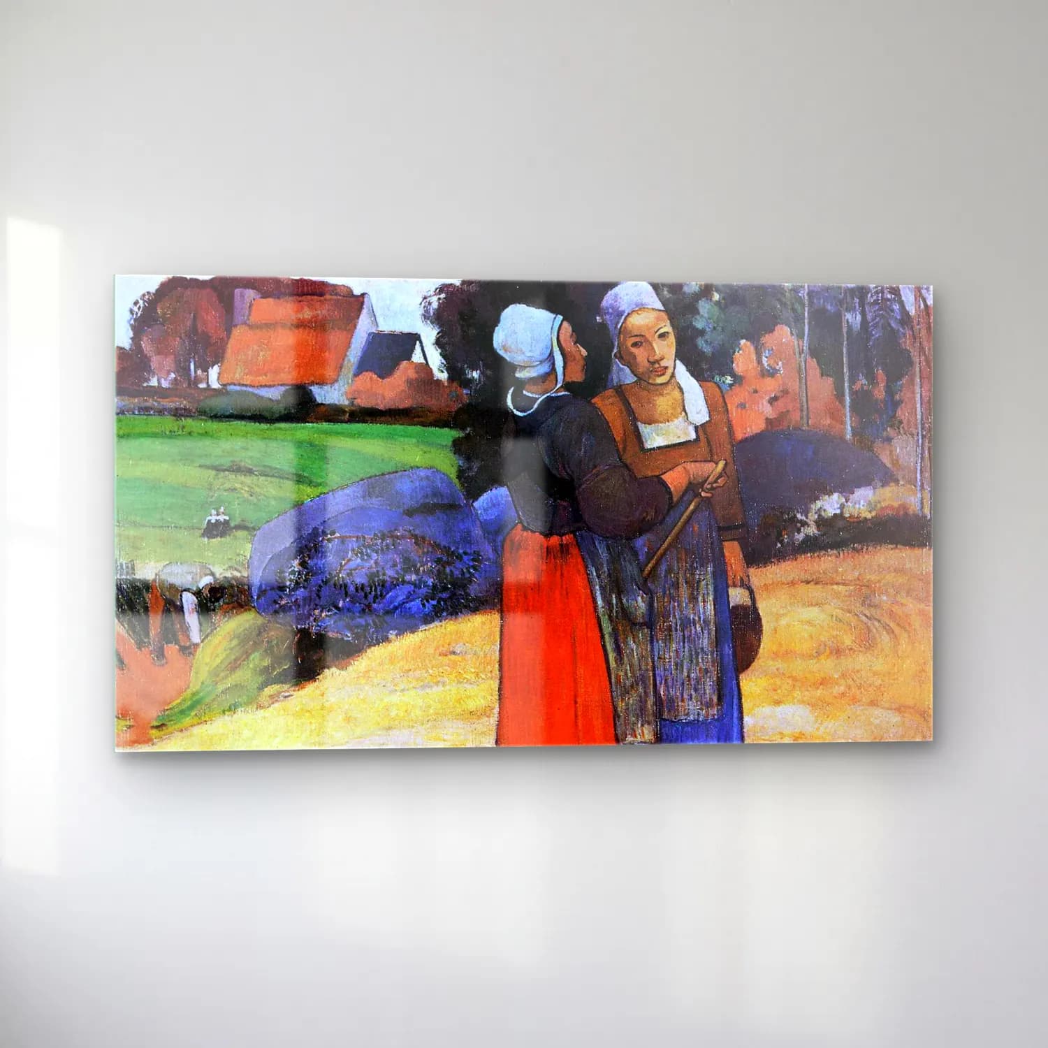 Paul Gauguin – Breton Peasant Women cam tablo — sol açıdan görünüm