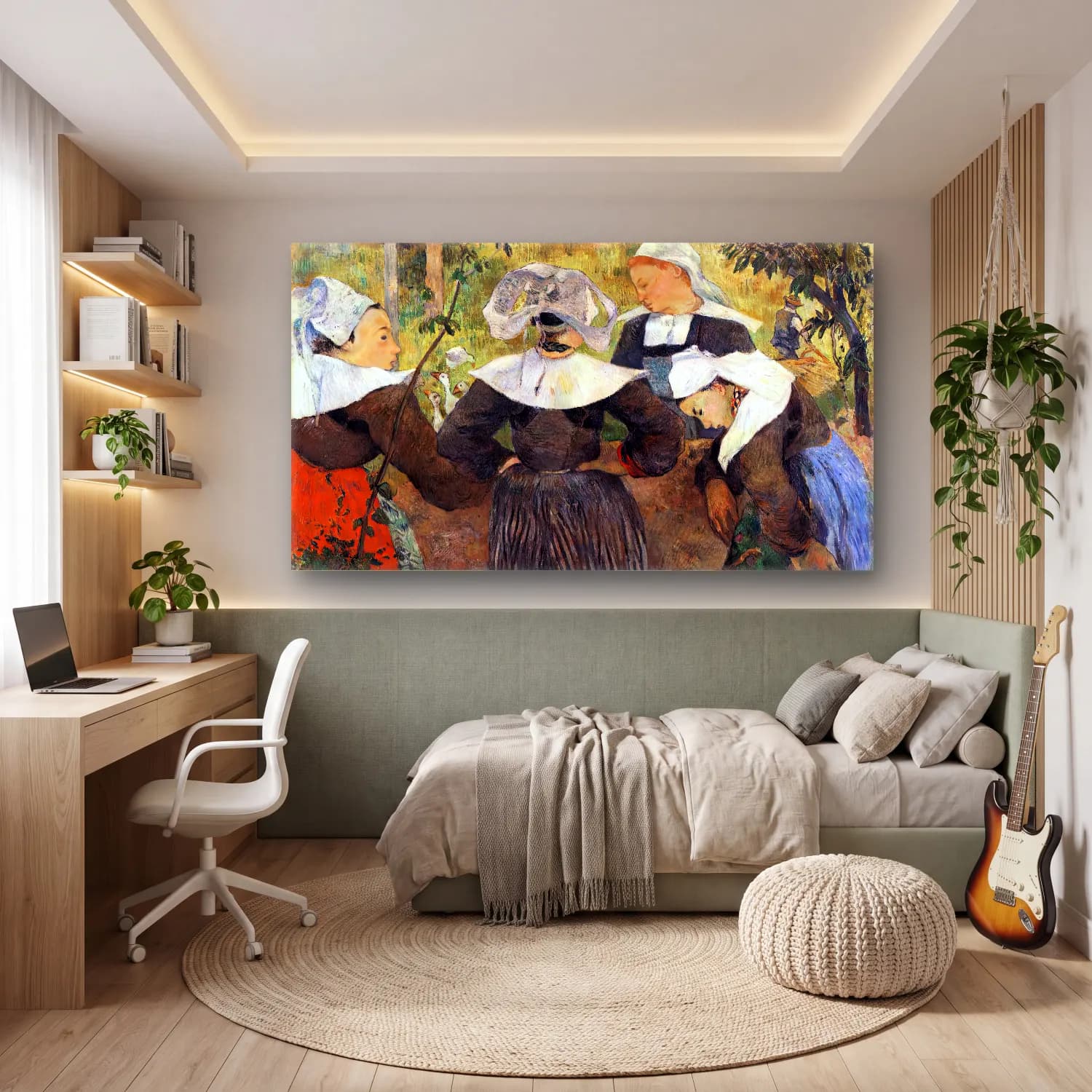 Paul Gauguin – Four Breton Women Dancing cam tablo — genç odasında