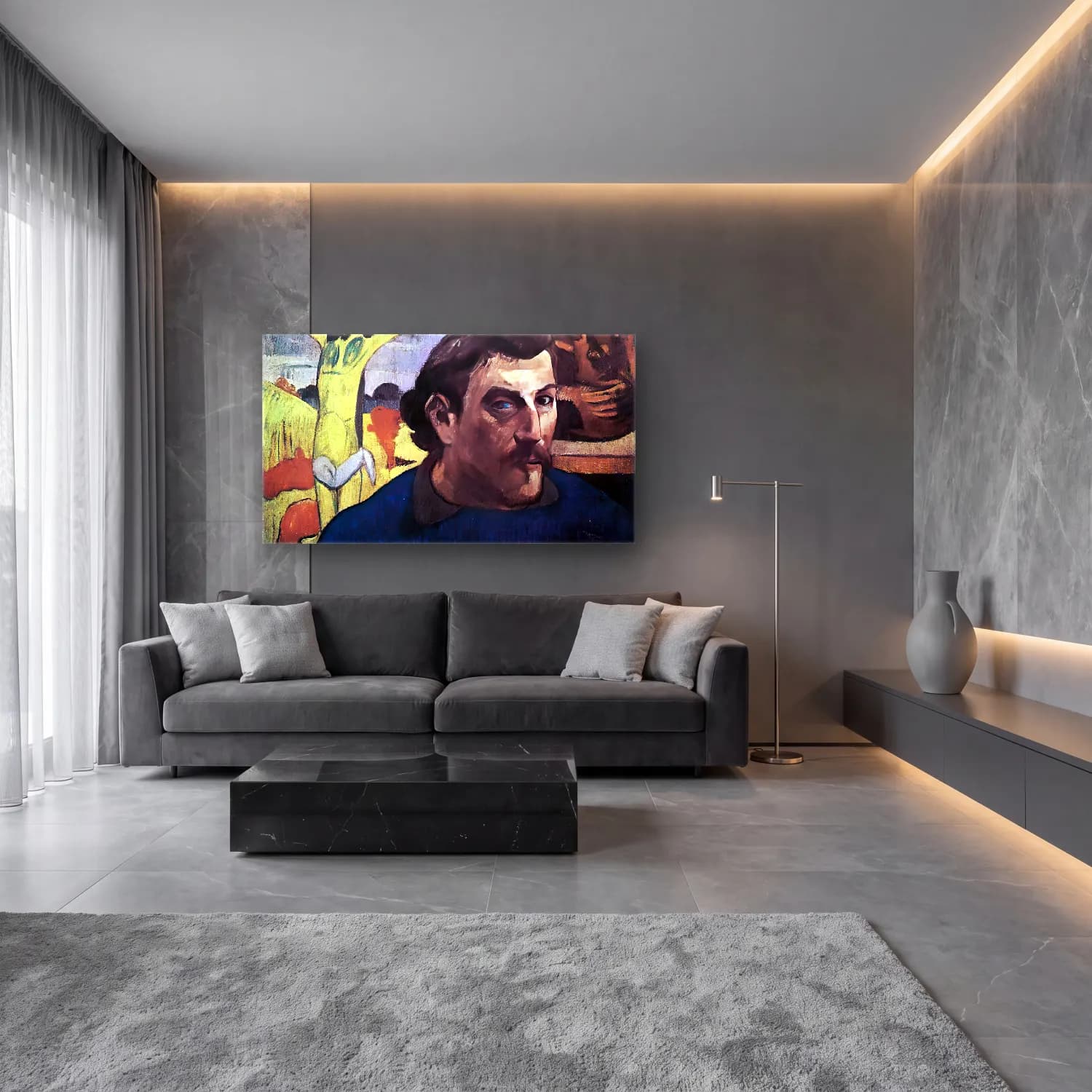 Paul Gauguin – Self-Portrait with Yellow Christ cam tablo — lüks salon duvarında
