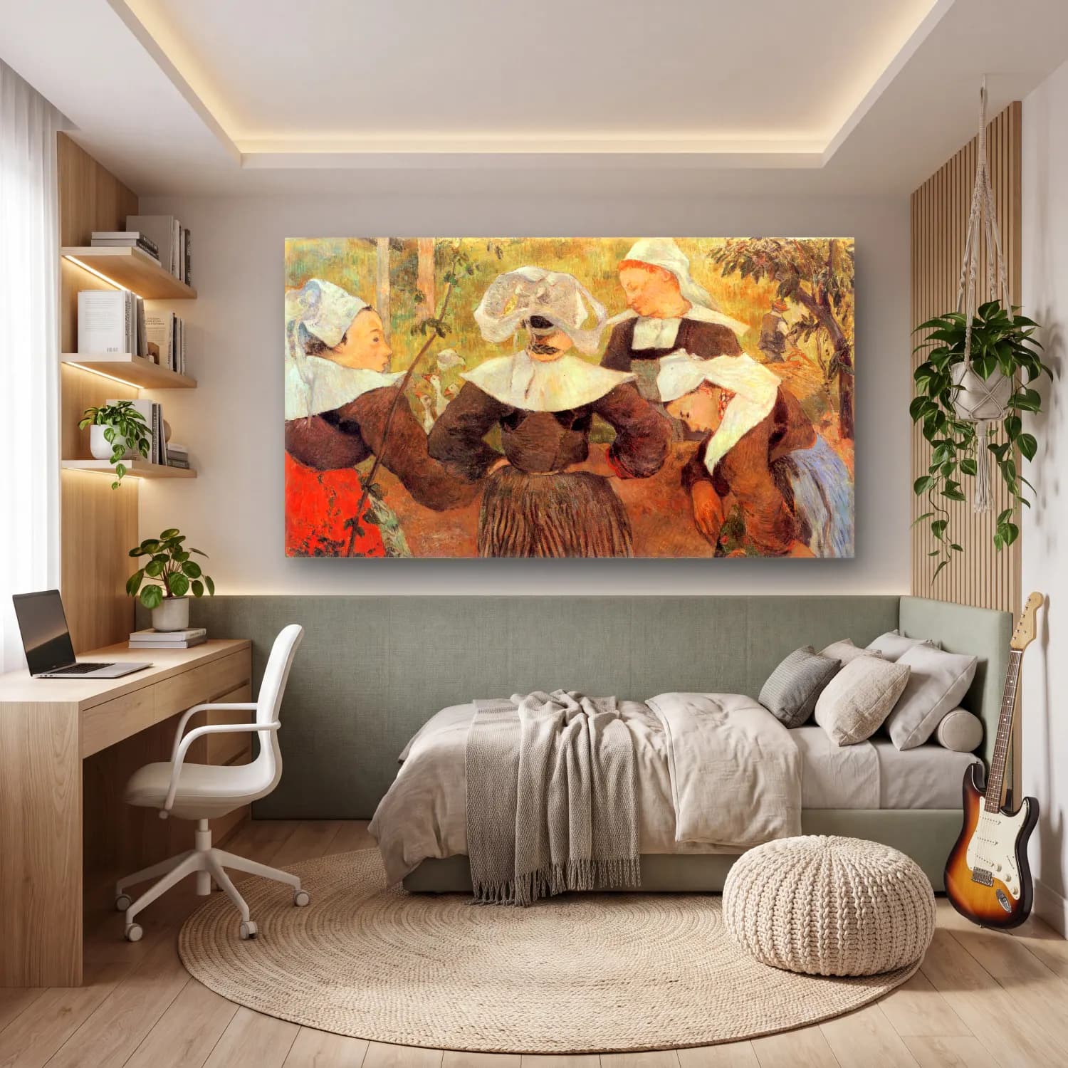 Paul Gauguin – The Dance of 4 Women of Breton cam tablo — genç odasında