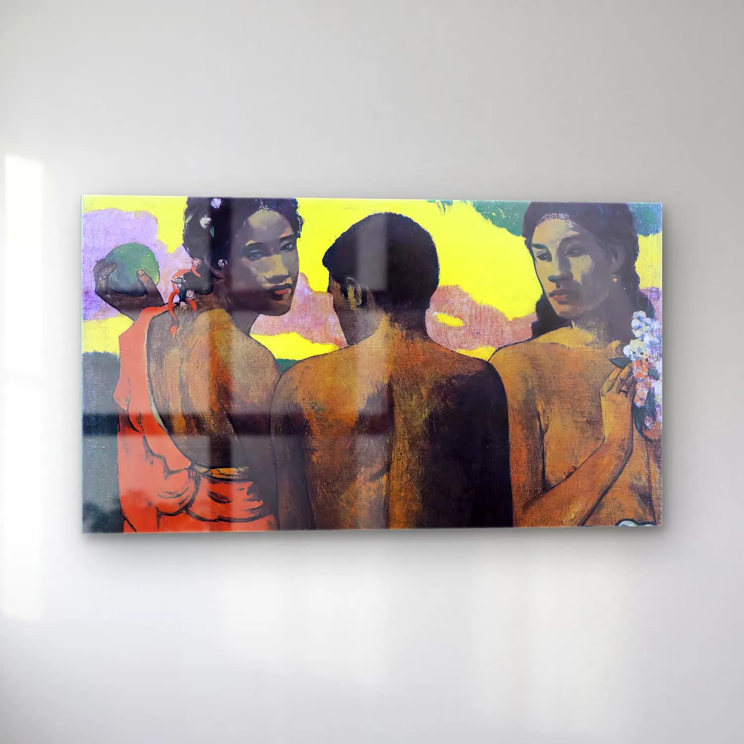 Paul Gauguin – Three Tahitians cam tablo — sol açıdan görünüm