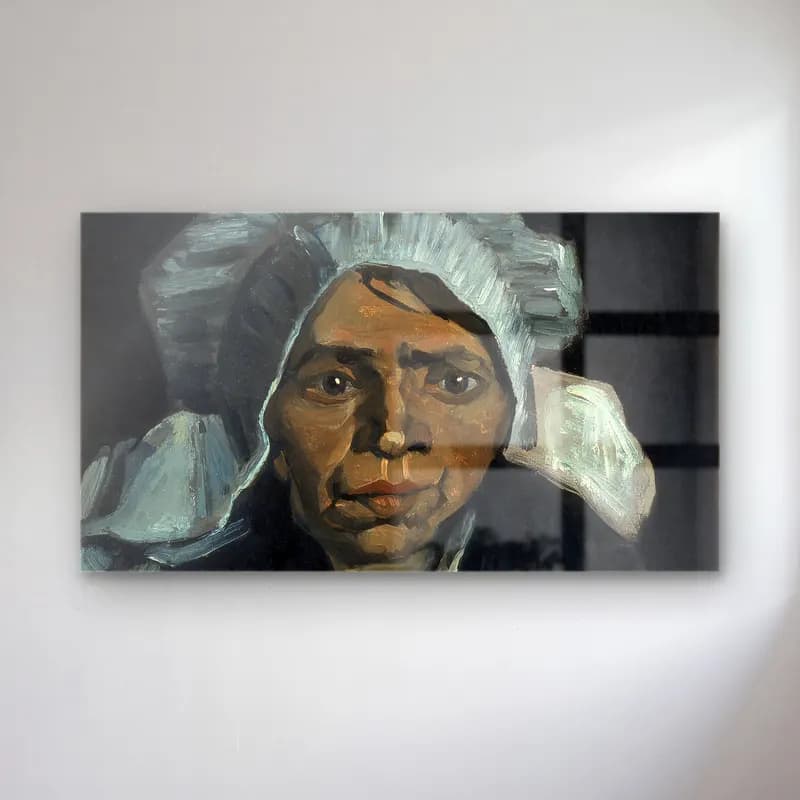 Vincent van Gogh – Head of a Peasant Woman cam tablo — Vincent van Gogh – Head of a Peasant Woman — yağlı boya kadın portresi