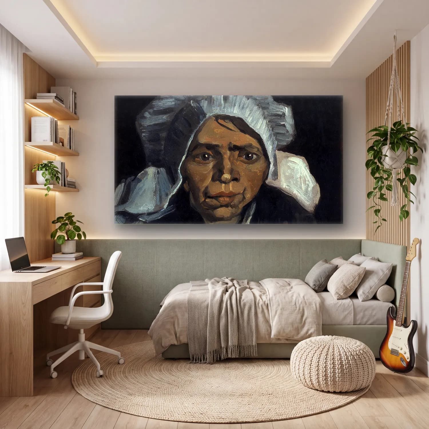Vincent van Gogh – Head of a Peasant Woman cam tablo — genç odasında
