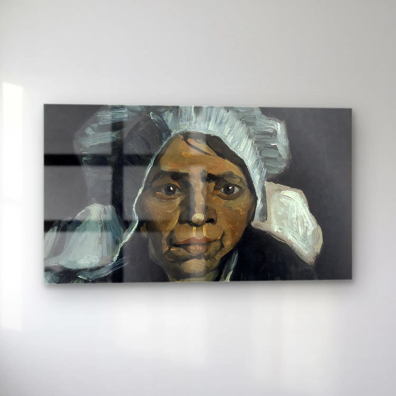 Vincent van Gogh – Head of a Peasant Woman cam tablo — sol açıdan görünüm