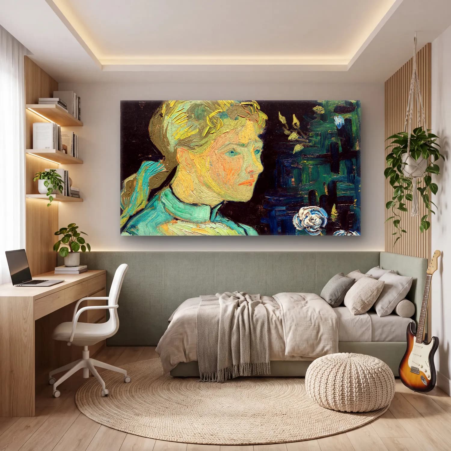 Vincent van Gogh – Portrait of Adeline Ravoux cam tablo — genç odasında