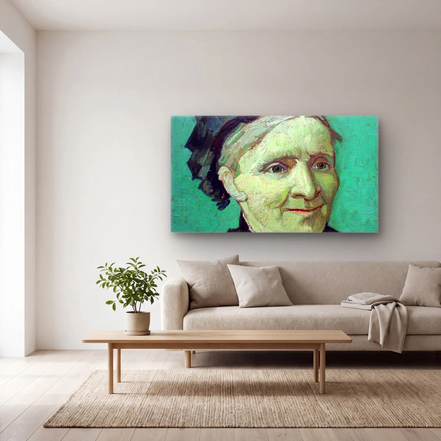 Vincent van Gogh – Portrait of the Artist s Mother cam tablo — açık renk salonda