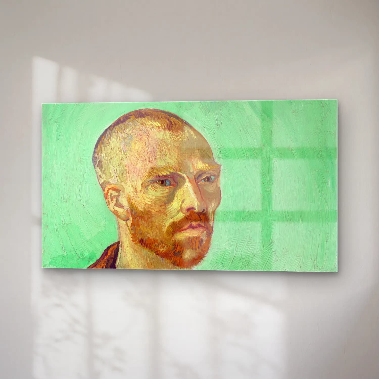Vincent van Gogh – Self-Portrait (Dedicated to Paul Gauguin) cam tablo — sağ açıdan görünüm