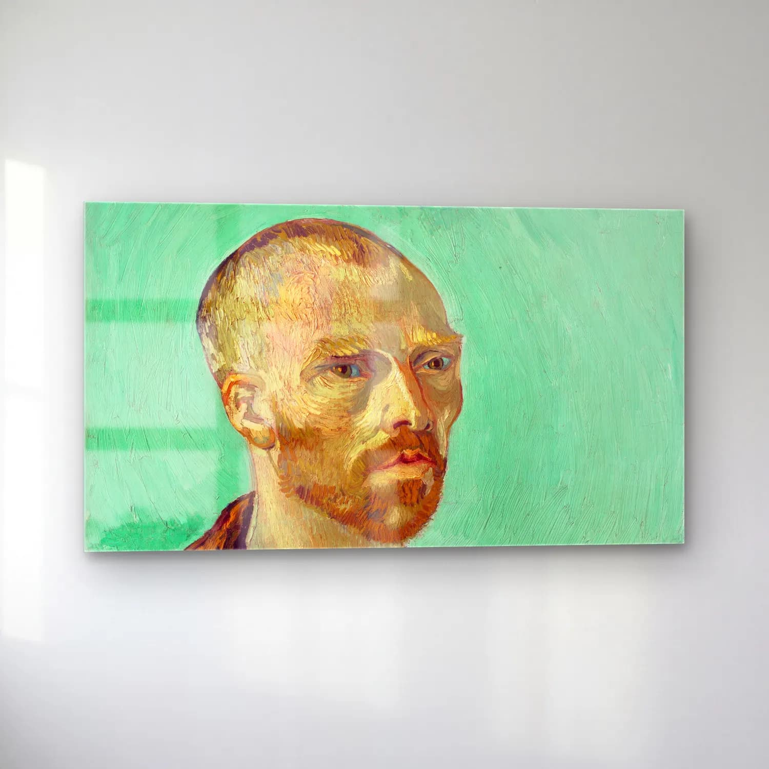 Vincent van Gogh – Self-Portrait (Dedicated to Paul Gauguin) cam tablo — sol açıdan görünüm