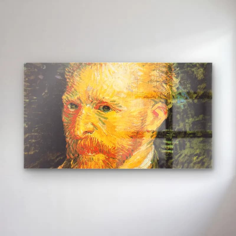 Vincent van Gogh – Self-portrait – Sarı Tonlar cam tablo — Vincent van Gogh – Self-portrait – Sarı Tonlar — empresyonist erkek portresi