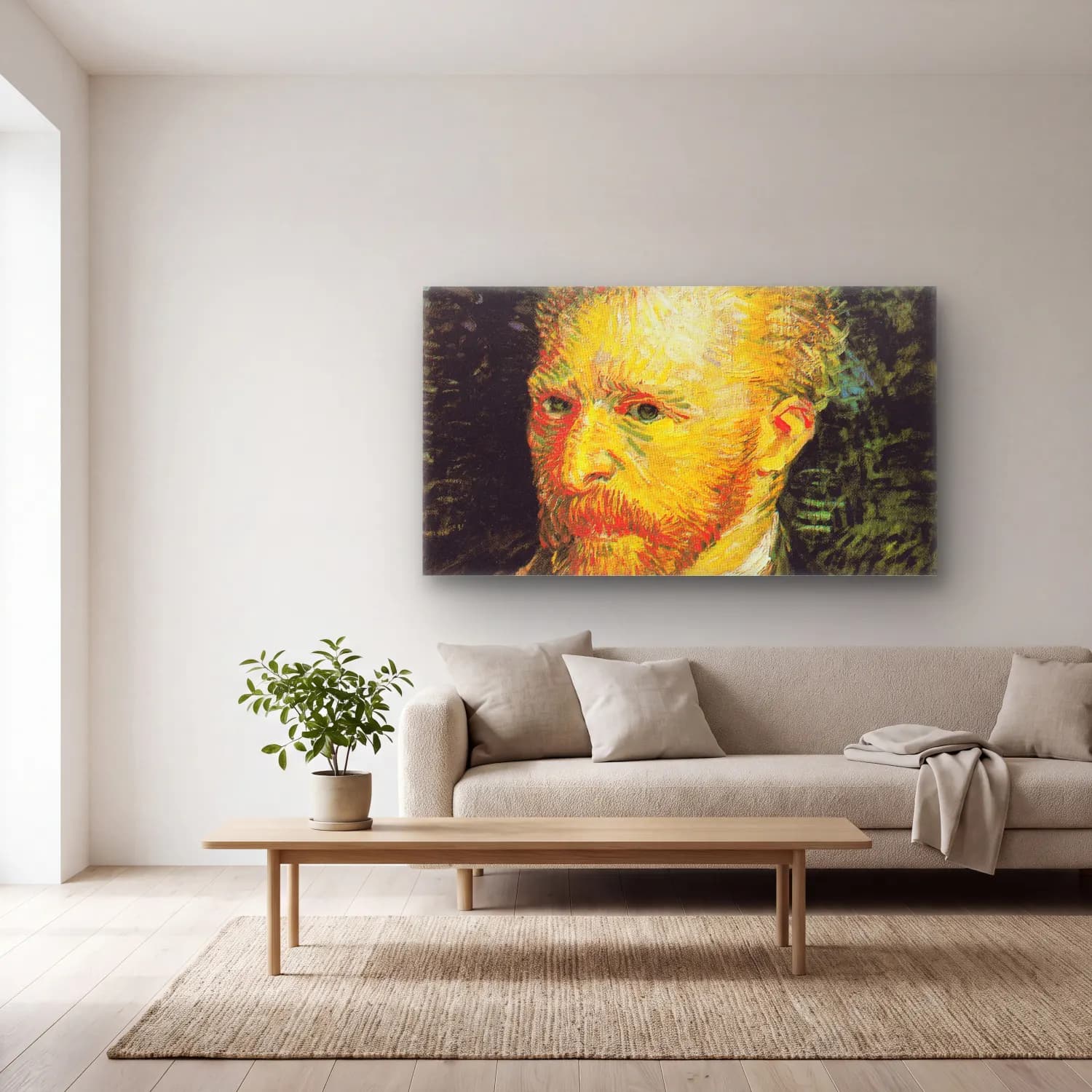 Vincent van Gogh – Self-portrait – Sarı Tonlar cam tablo — açık renk salonda