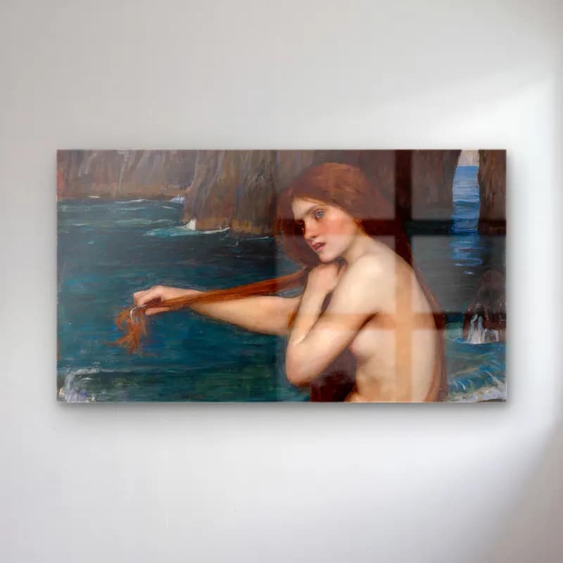 John William Waterhouse – Mermaid cam tablo — John William Waterhouse – Mermaid — empresyonist figür çalışması