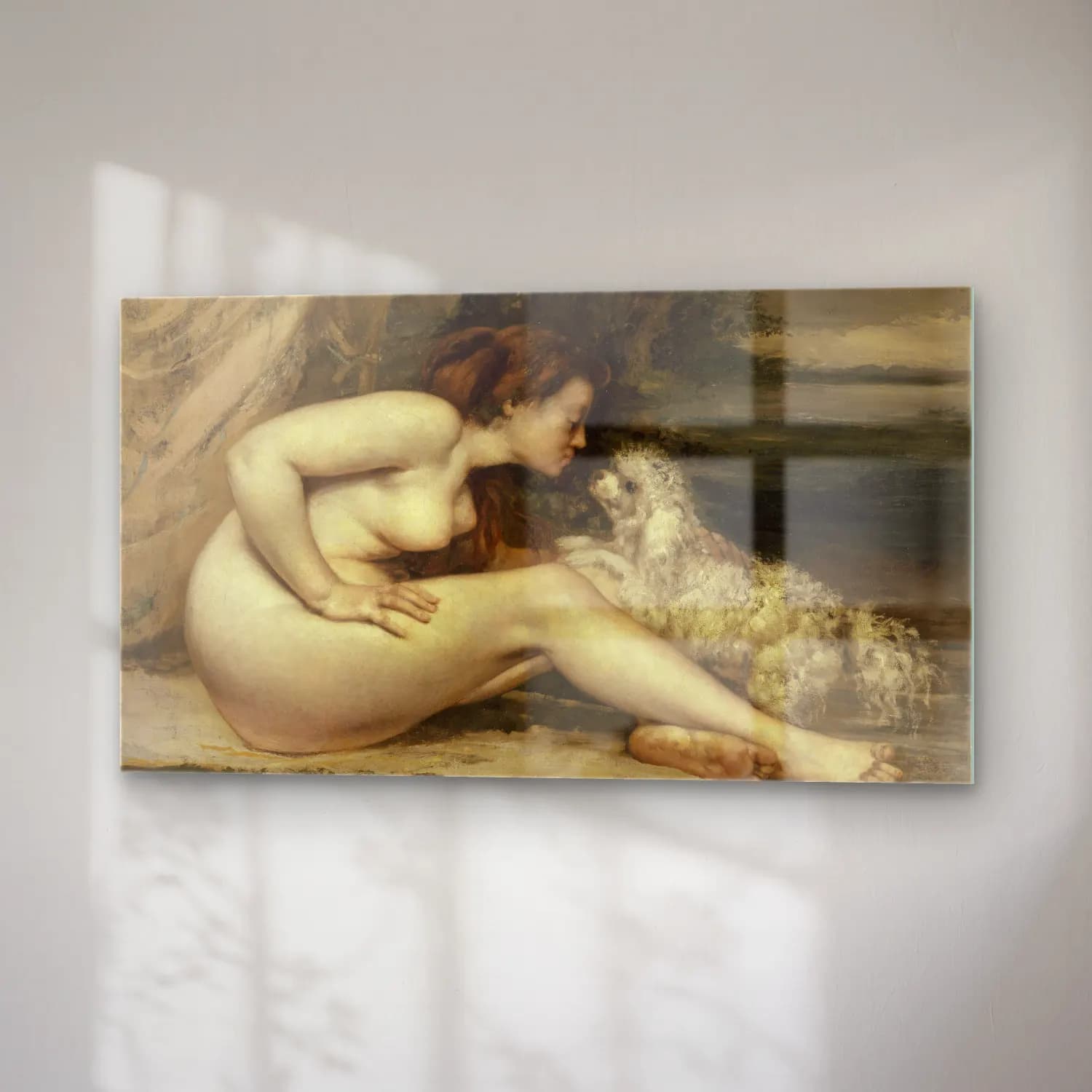 Gustave Courbet – Nude Woman With A Dog cam tablo — sağ açıdan görünüm