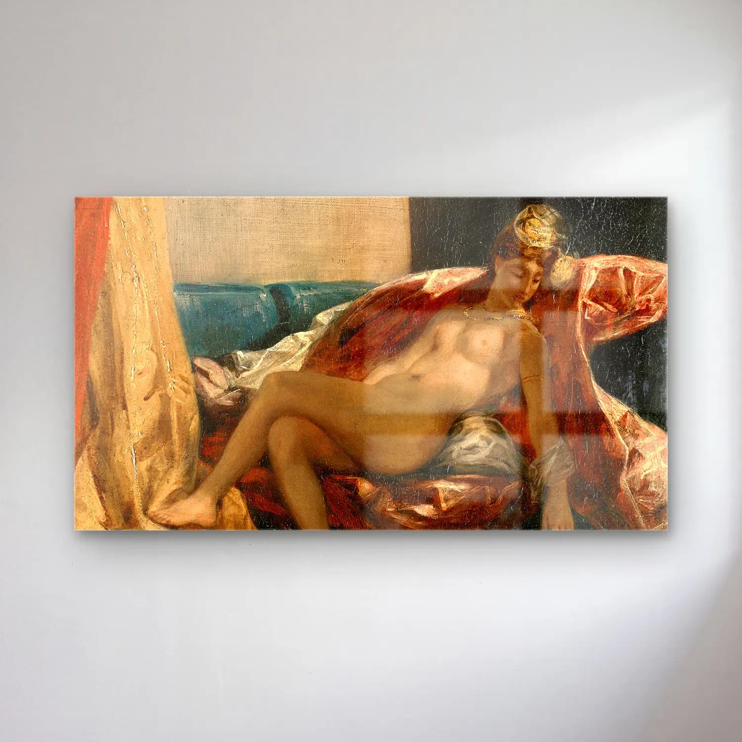 Eugene Delacroix – Woman Stroking a Parrot cam tablo — Eugene Delacroix – Woman Stroking a Parrot — empresyonist figür çalışması