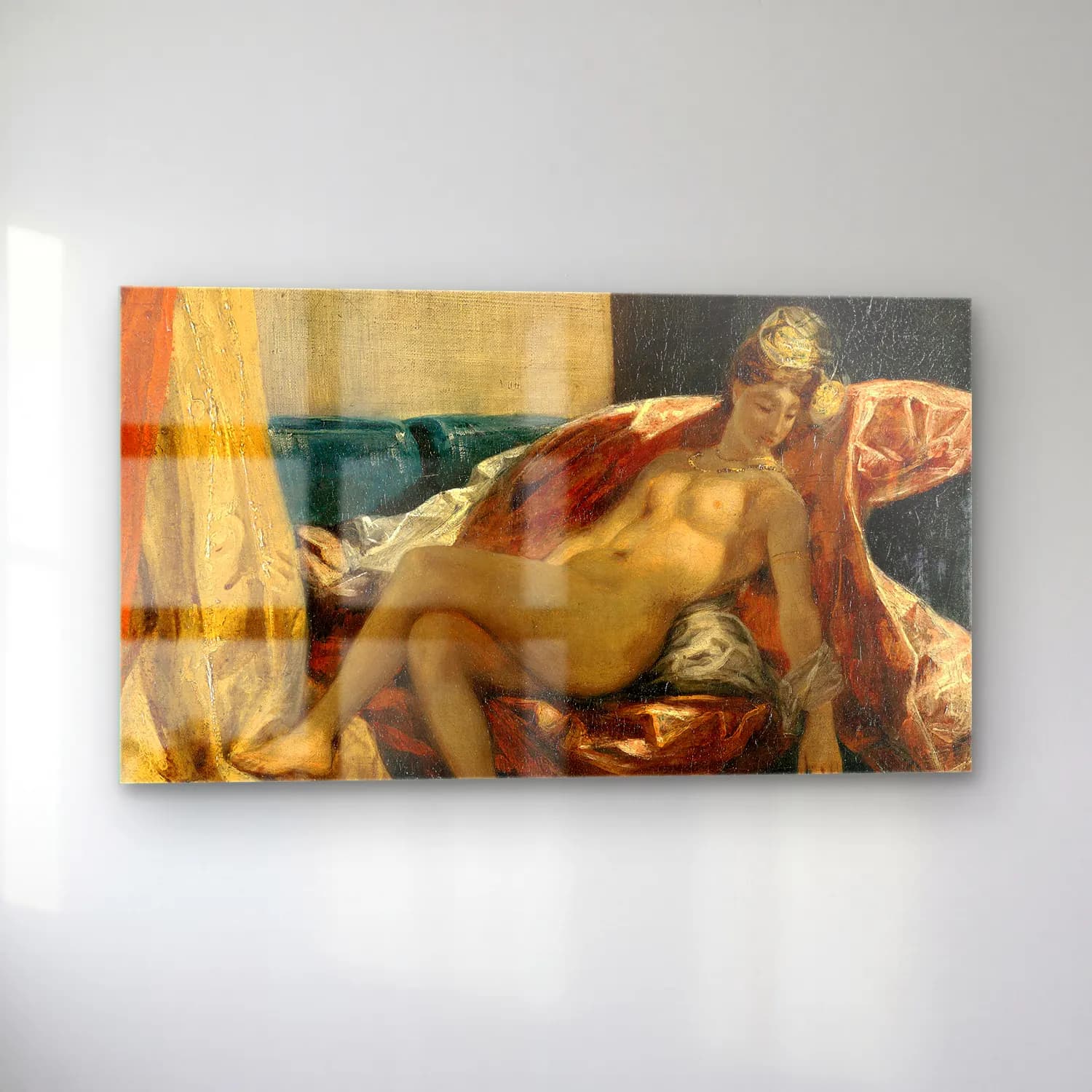 Eugene Delacroix – Woman Stroking a Parrot cam tablo — sol açıdan görünüm
