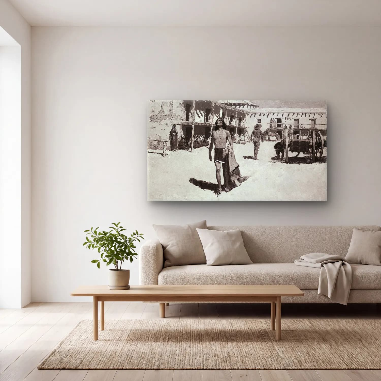 Frederic Remington – Nothing But Cheerful Looks Followed the Bat cam tablo — açık renk salonda
