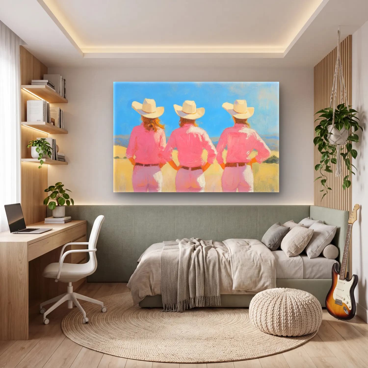 Yağlı Boya Renk Alanları – Pembe Tonlar cam tablo — genç odasında
