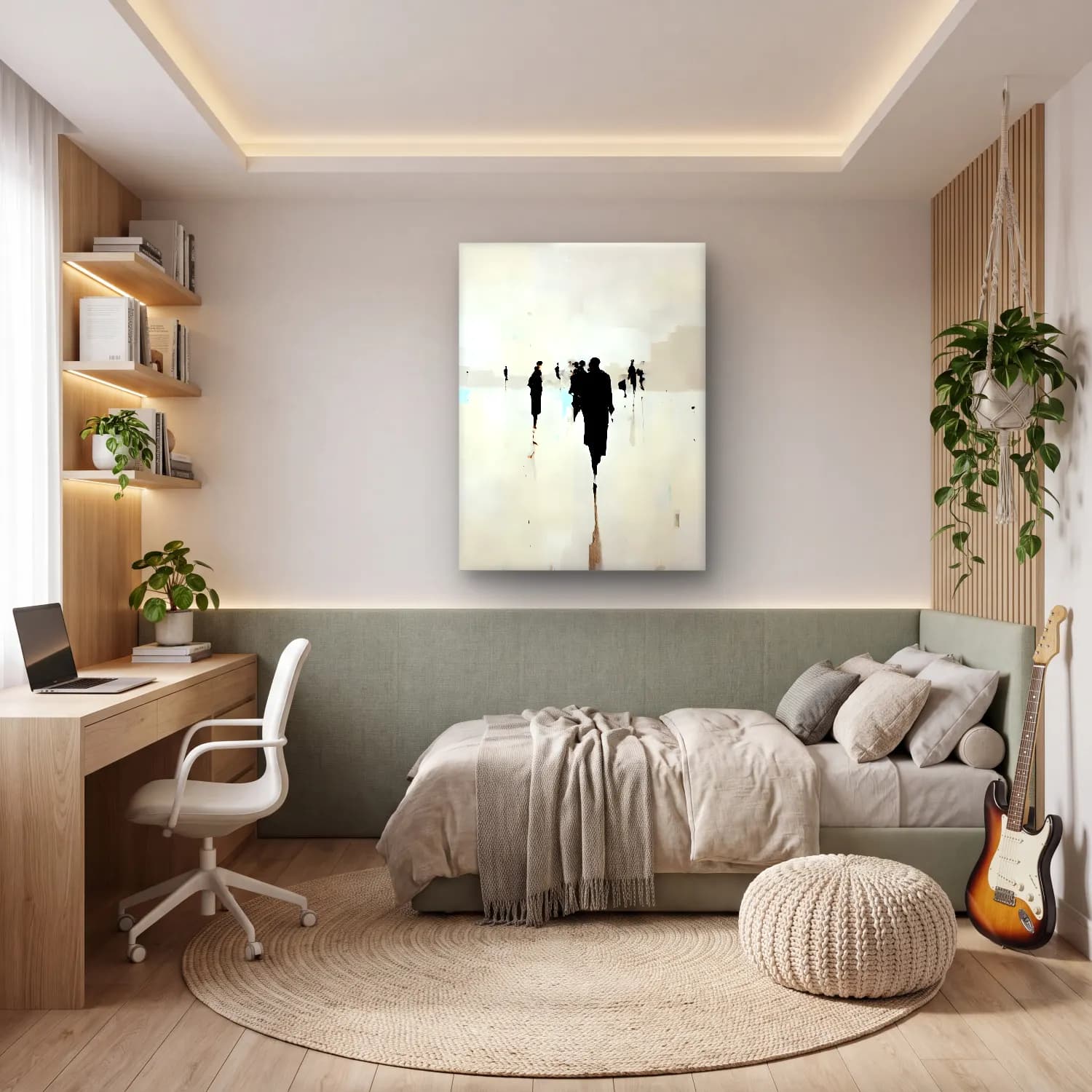 Modern Soyut Kalabalık Cadde cam tablo — genç odasında
