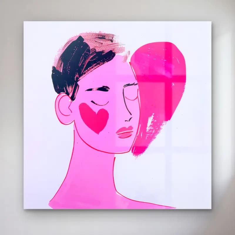 Pop Art Kadın Portresi – Pembe Tonlar cam tablo — Pop Art Kadın Portresi – Pembe Tonlar — pop art kadın portresi