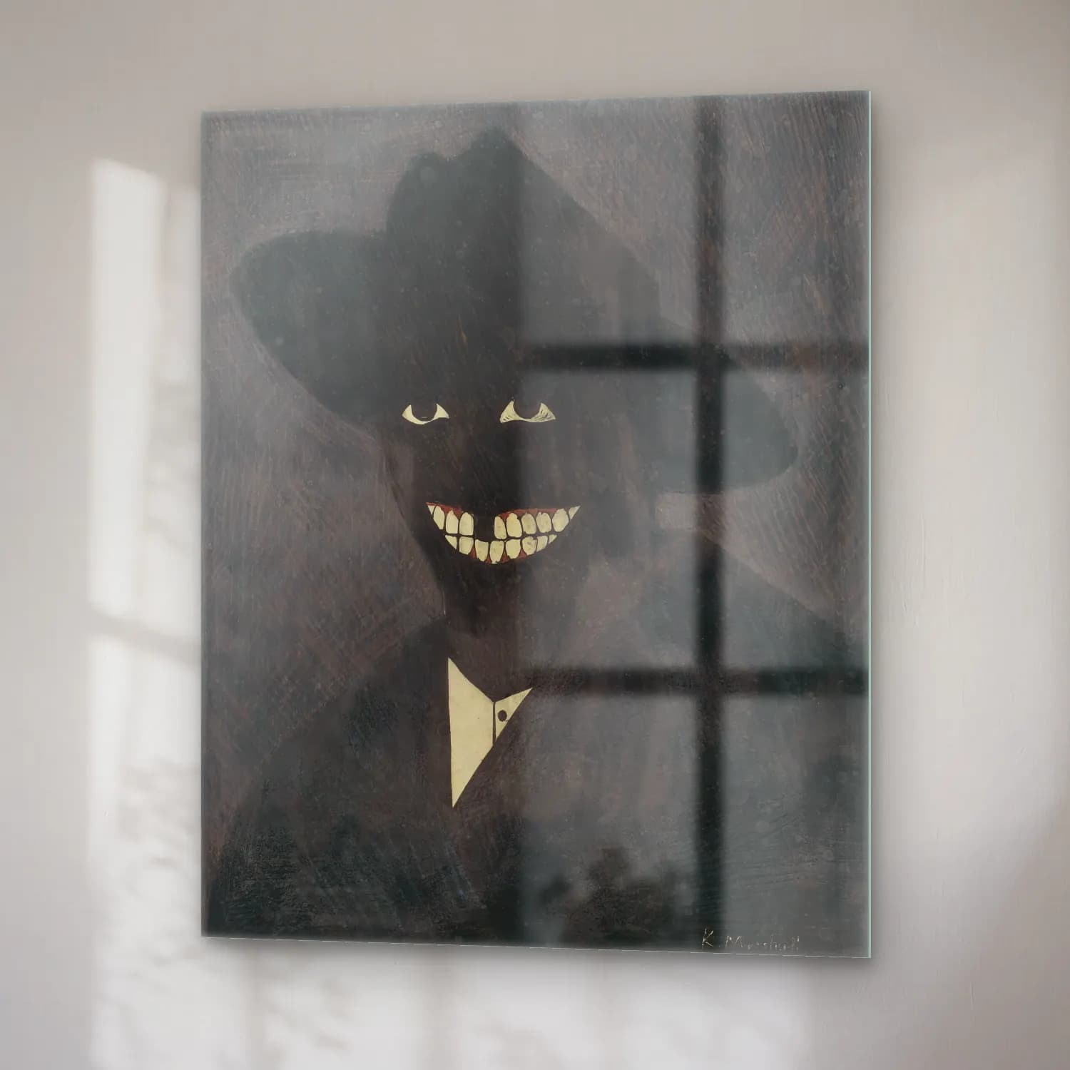 Kerry James Marshall – Erkek Portresi cam tablo — sağ açıdan görünüm