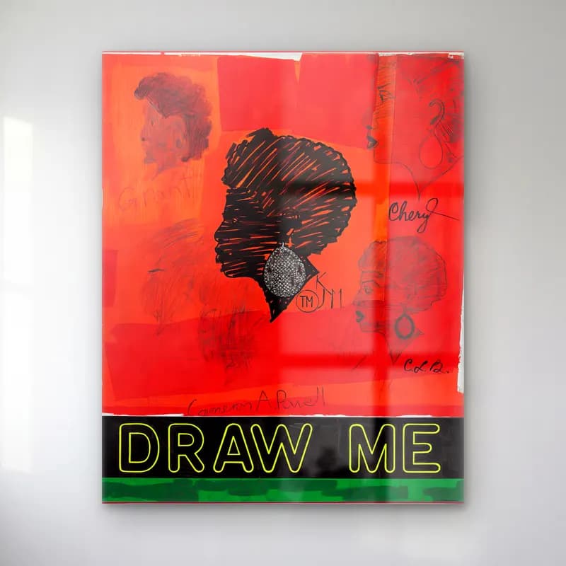 Kerry James Marshall – Kadın Portresi cam tablo — Kerry James Marshall – Kadın Portresi — pop art kadın portresi