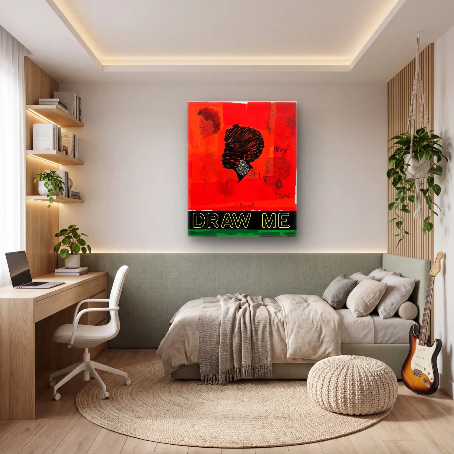 Kerry James Marshall – Kadın Portresi cam tablo — genç odasında
