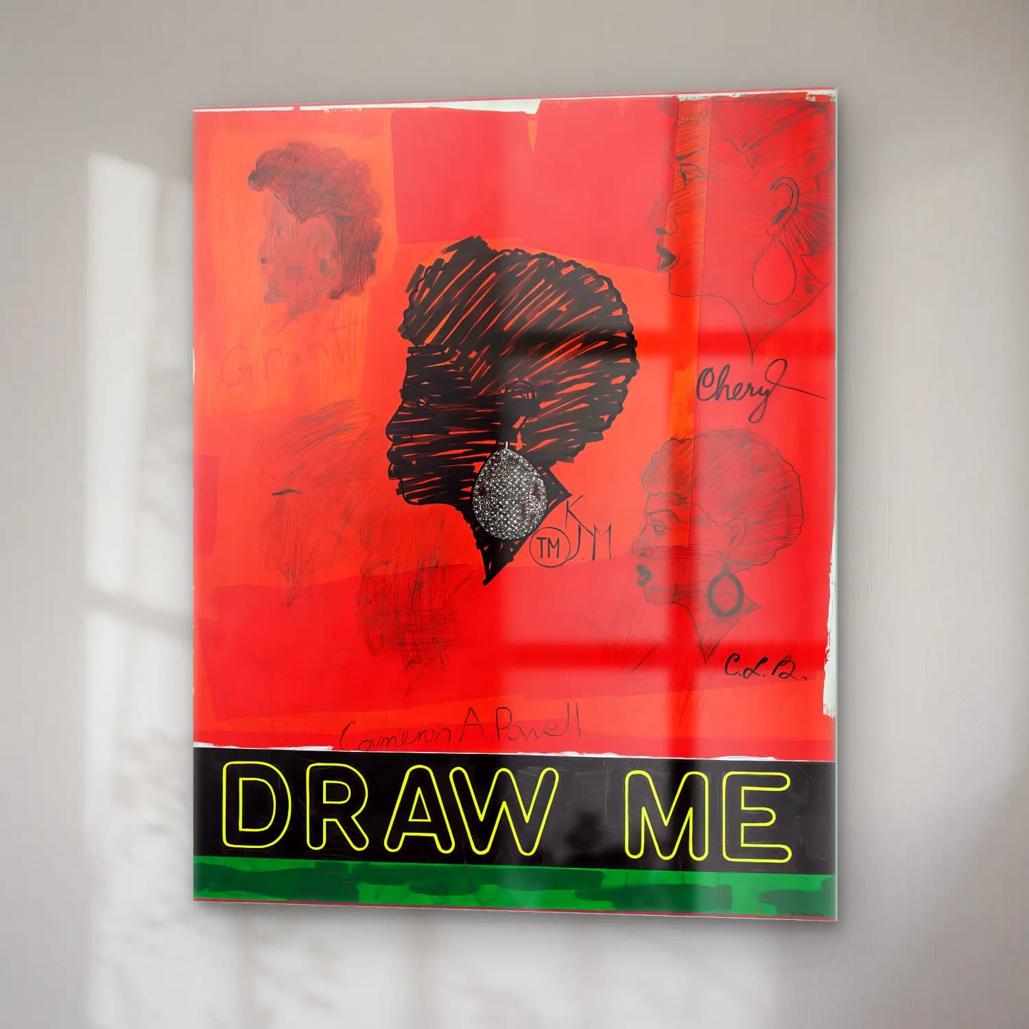 Kerry James Marshall – Kadın Portresi cam tablo — sağ açıdan görünüm