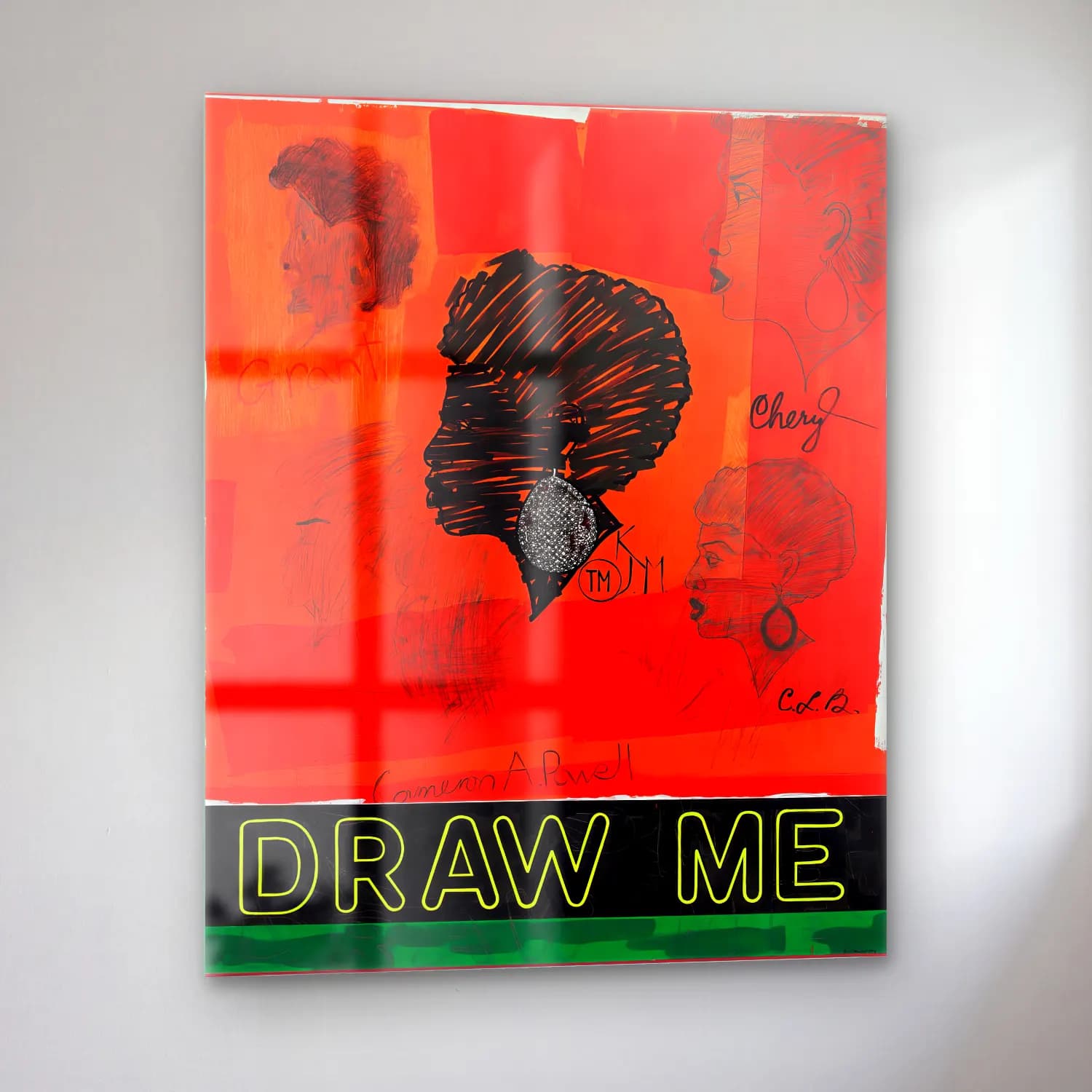 Kerry James Marshall – Kadın Portresi cam tablo — sol açıdan görünüm