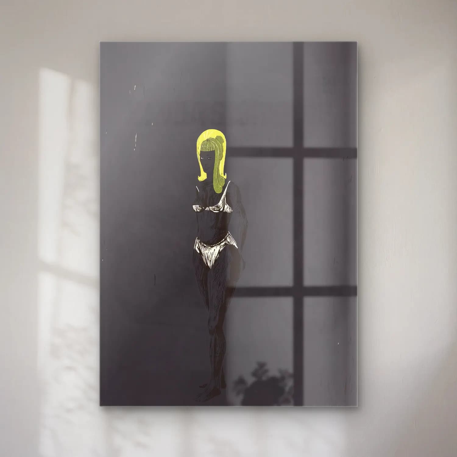 Kerry James Marshall – Figür Çalışması – Siyah Beyaz Tonlar cam tablo — Kerry James Marshall – Figür Çalışması – Siyah Beyaz Tonlar — siyah beyaz figür çalışması