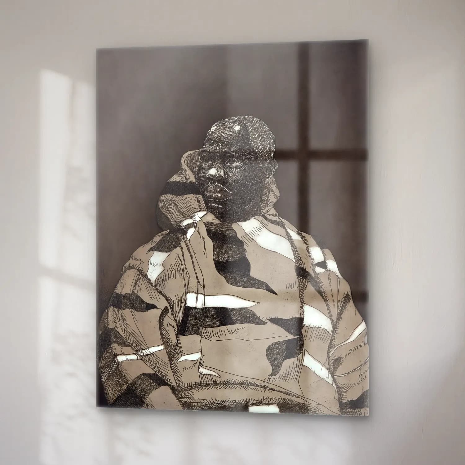 Kerry James Marshall – Erkek Portresi No. 9 cam tablo — sağ açıdan görünüm