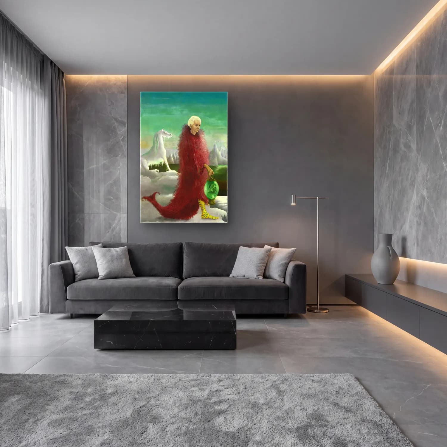 Leonora Carrington – Kadın Portresi cam tablo — lüks salon duvarında