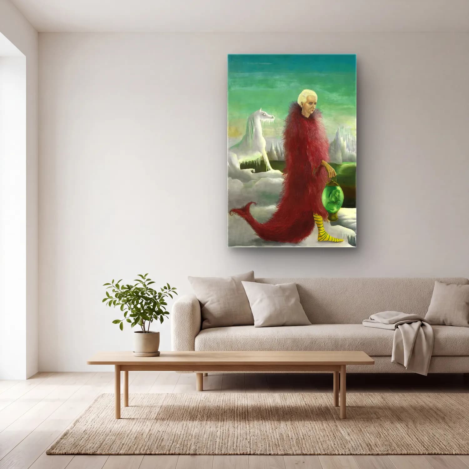 Leonora Carrington – Kadın Portresi cam tablo — açık renk salonda