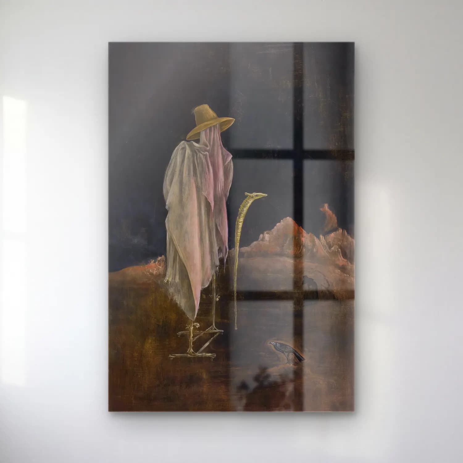 Leonora Carrington – Mitolojik Sahne – Pastel Tonlar cam tablo — Leonora Carrington – Mitolojik Sahne – Pastel Tonlar — yağlı boya mitolojik sahne