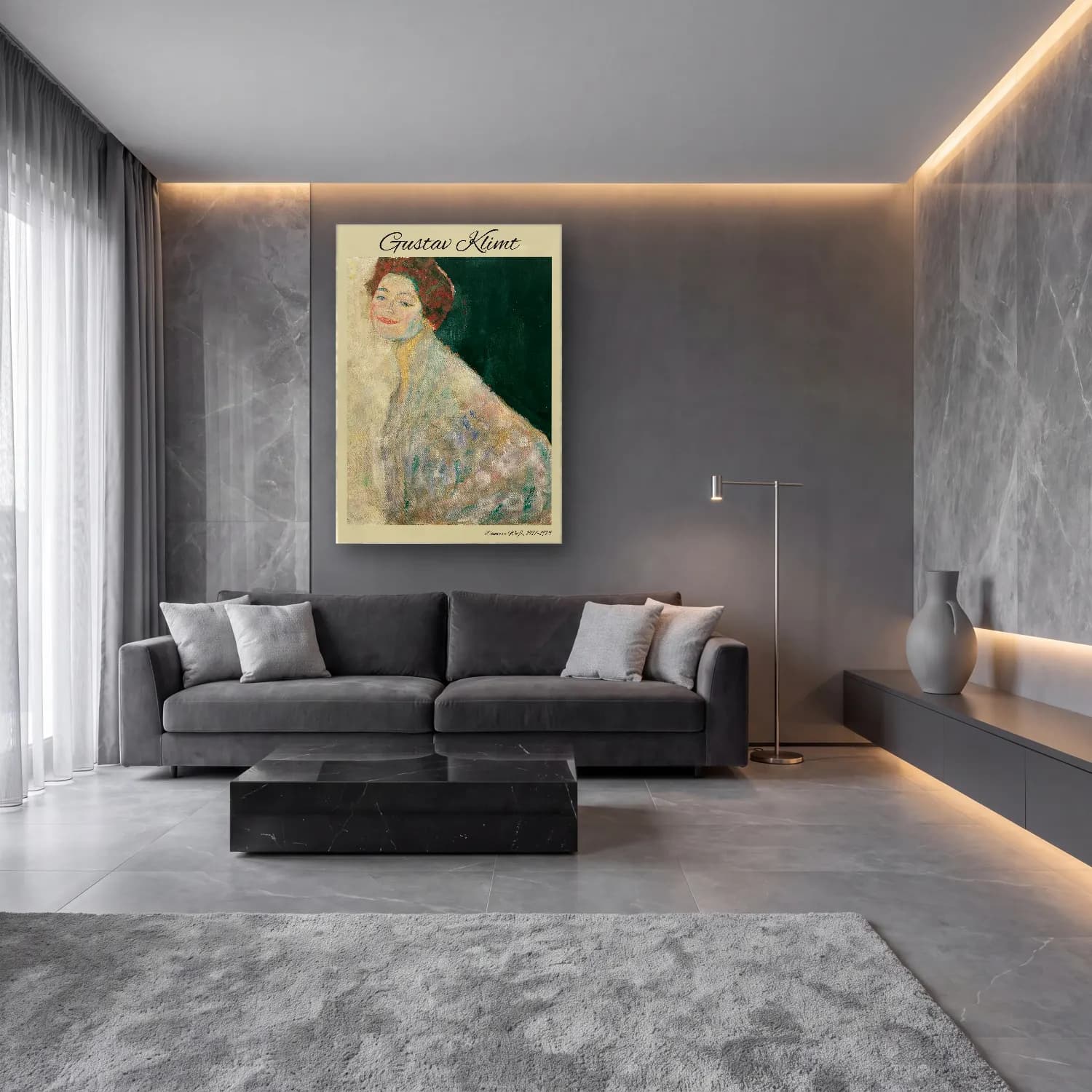 Gustav Klimt – Kadın Portresi cam tablo — lüks salon duvarında