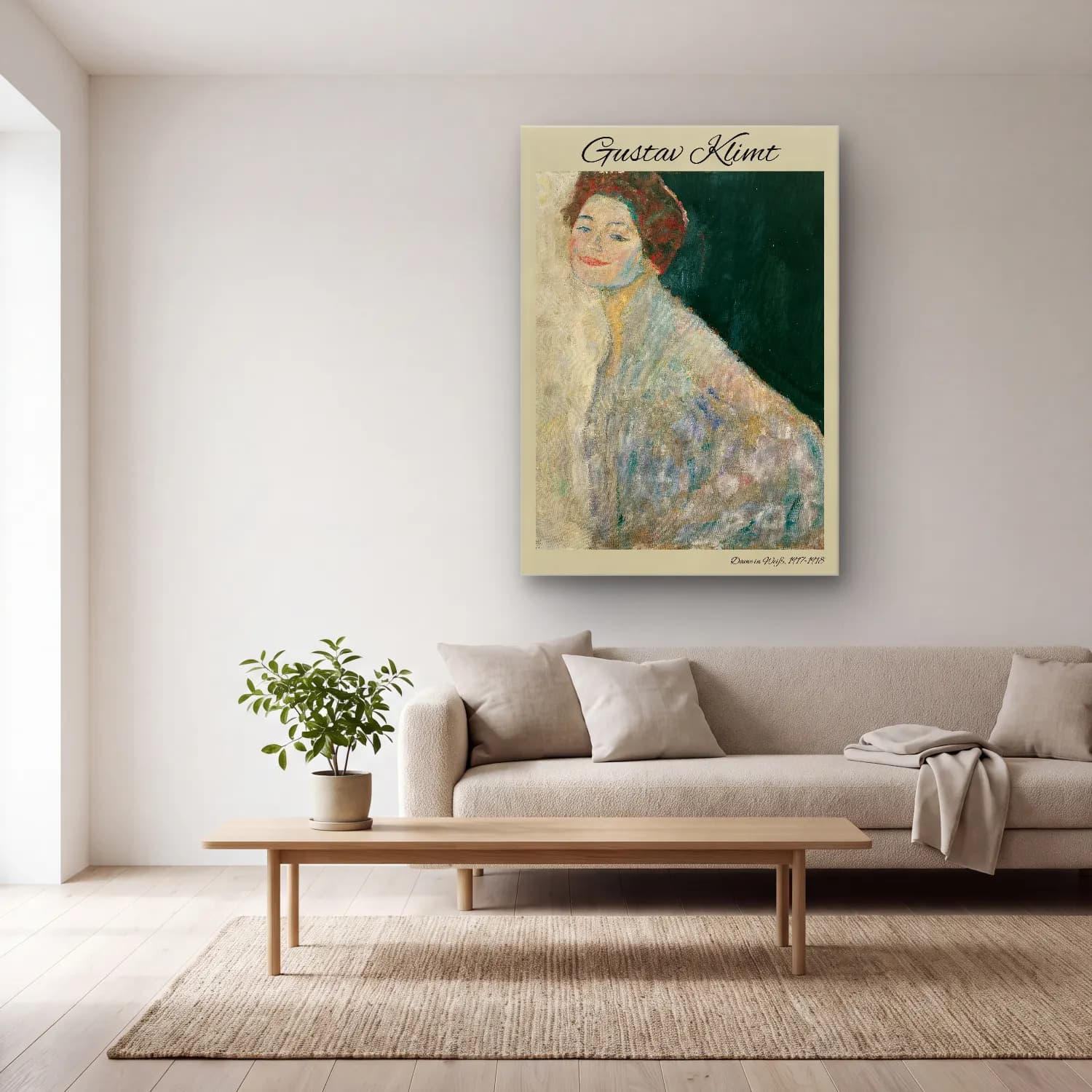 Gustav Klimt – Kadın Portresi cam tablo — açık renk salonda