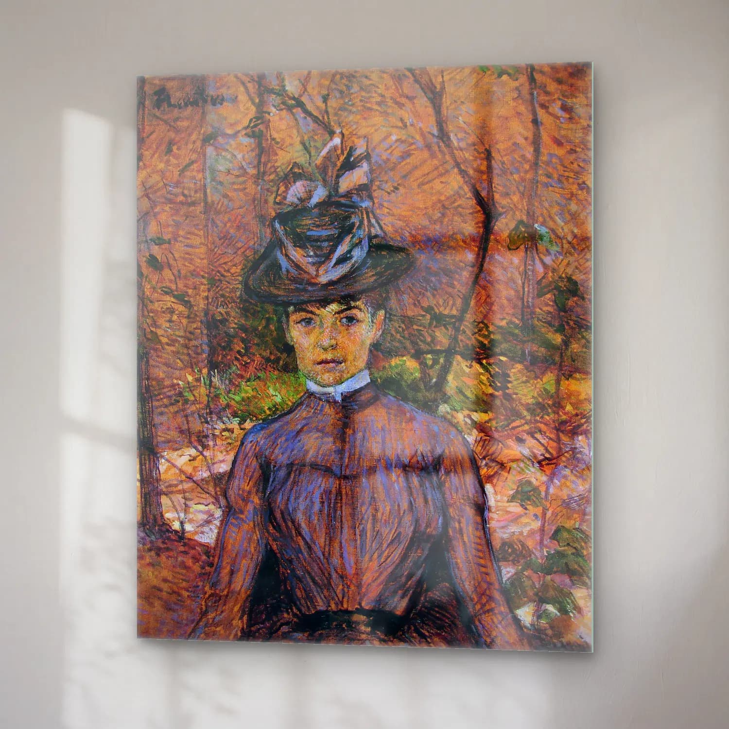 Henri de Toulouse-Lautrec – Şapkalı Kadın – Pastel Tonlar cam tablo — sağ açıdan görünüm