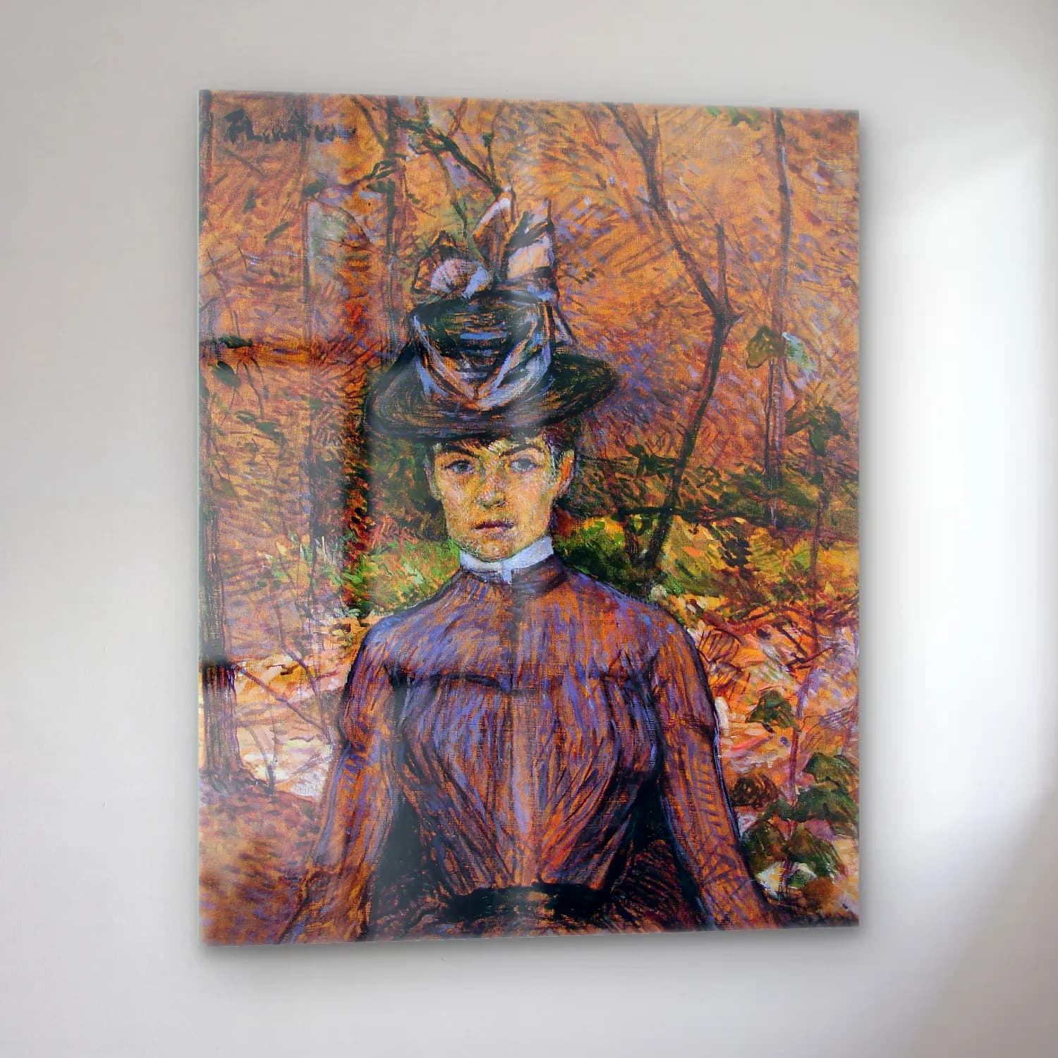 Henri de Toulouse-Lautrec – Şapkalı Kadın – Pastel Tonlar cam tablo — sol açıdan görünüm