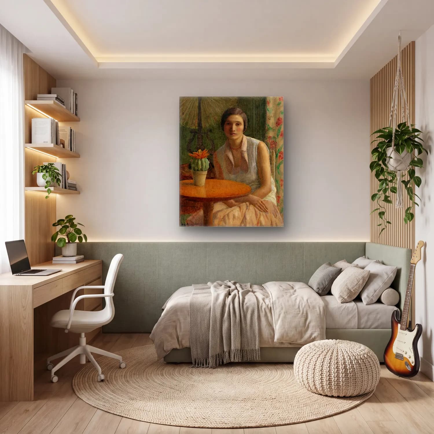 Yağlı Boya Kadın Portresi No. 32 cam tablo — genç odasında