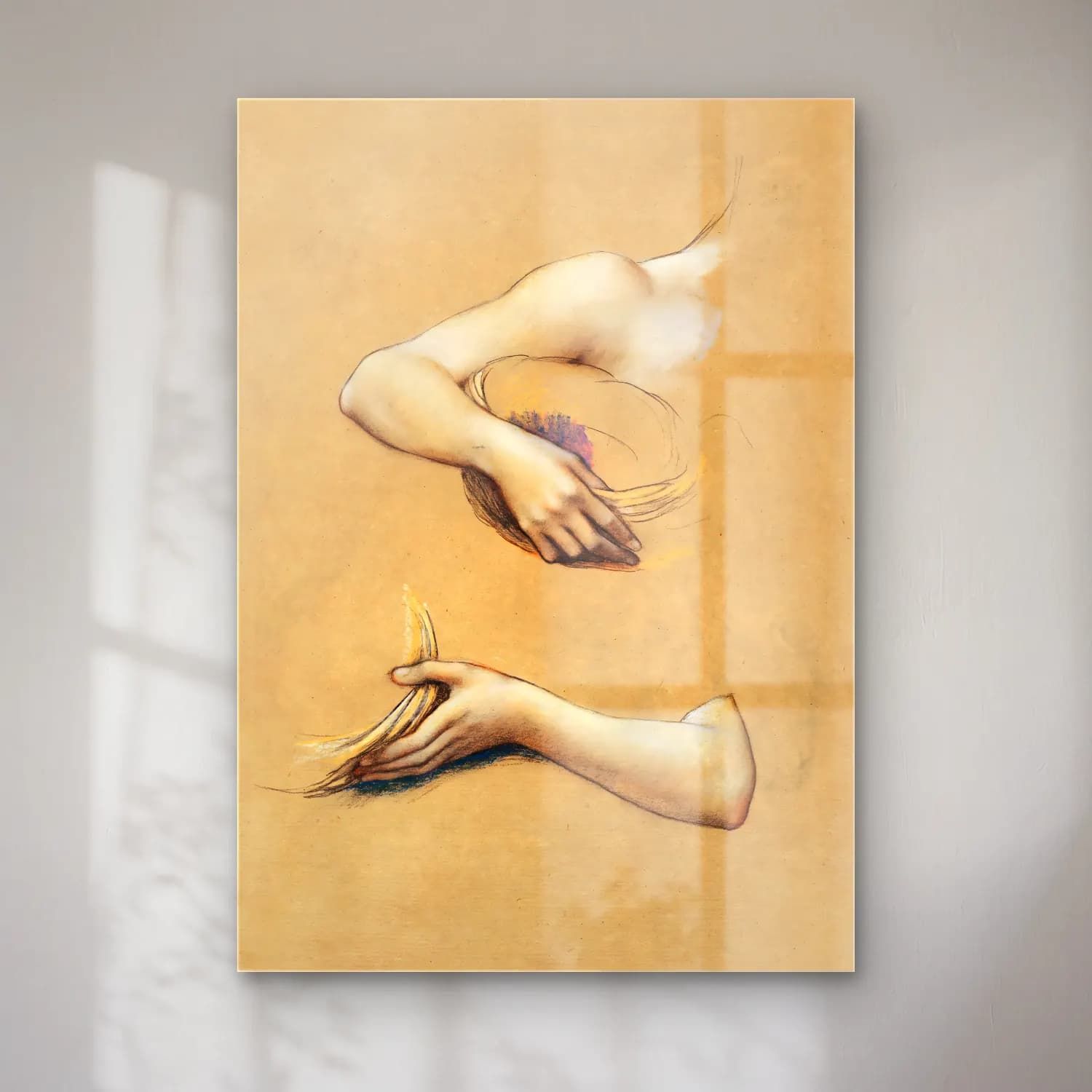 Botanik İllüstrasyon Eller – Pastel Tonlar cam tablo — Botanik İllüstrasyon Eller – Pastel Tonlar — botanik i̇llüstrasyon eller