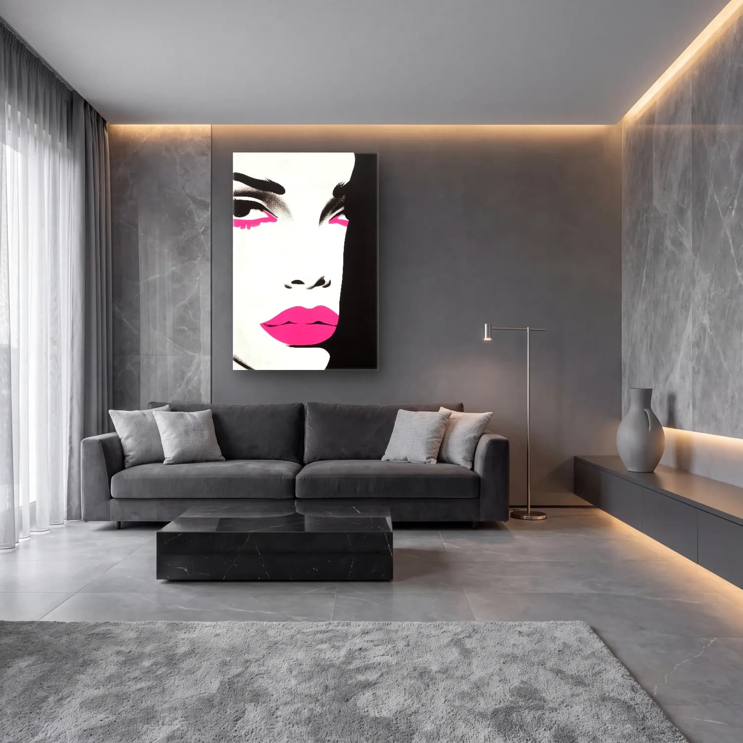 Pop Art Moda İllüstrasyonu – Pembe Tonlar cam tablo — lüks salon duvarında
