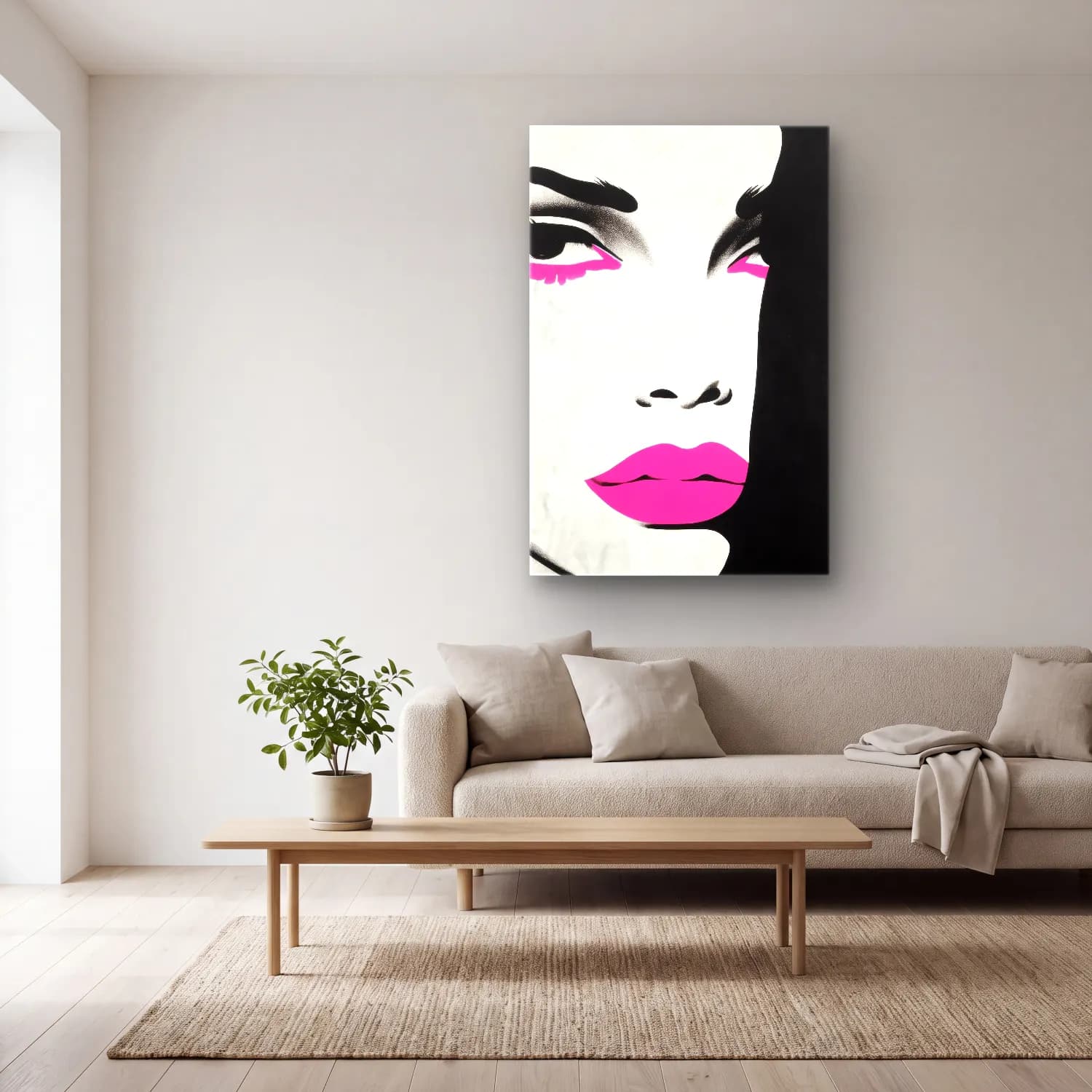 Pop Art Moda İllüstrasyonu – Pembe Tonlar cam tablo — açık renk salonda